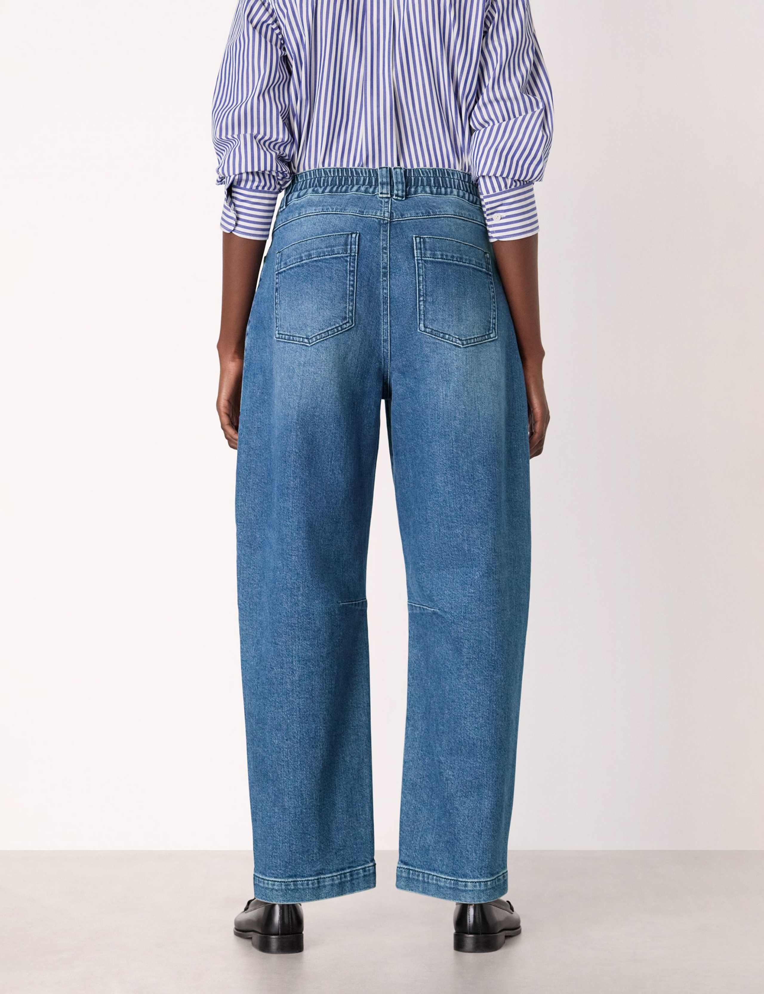 Petite Elasticated High Waisted Barrel Jeans 3 of 4
