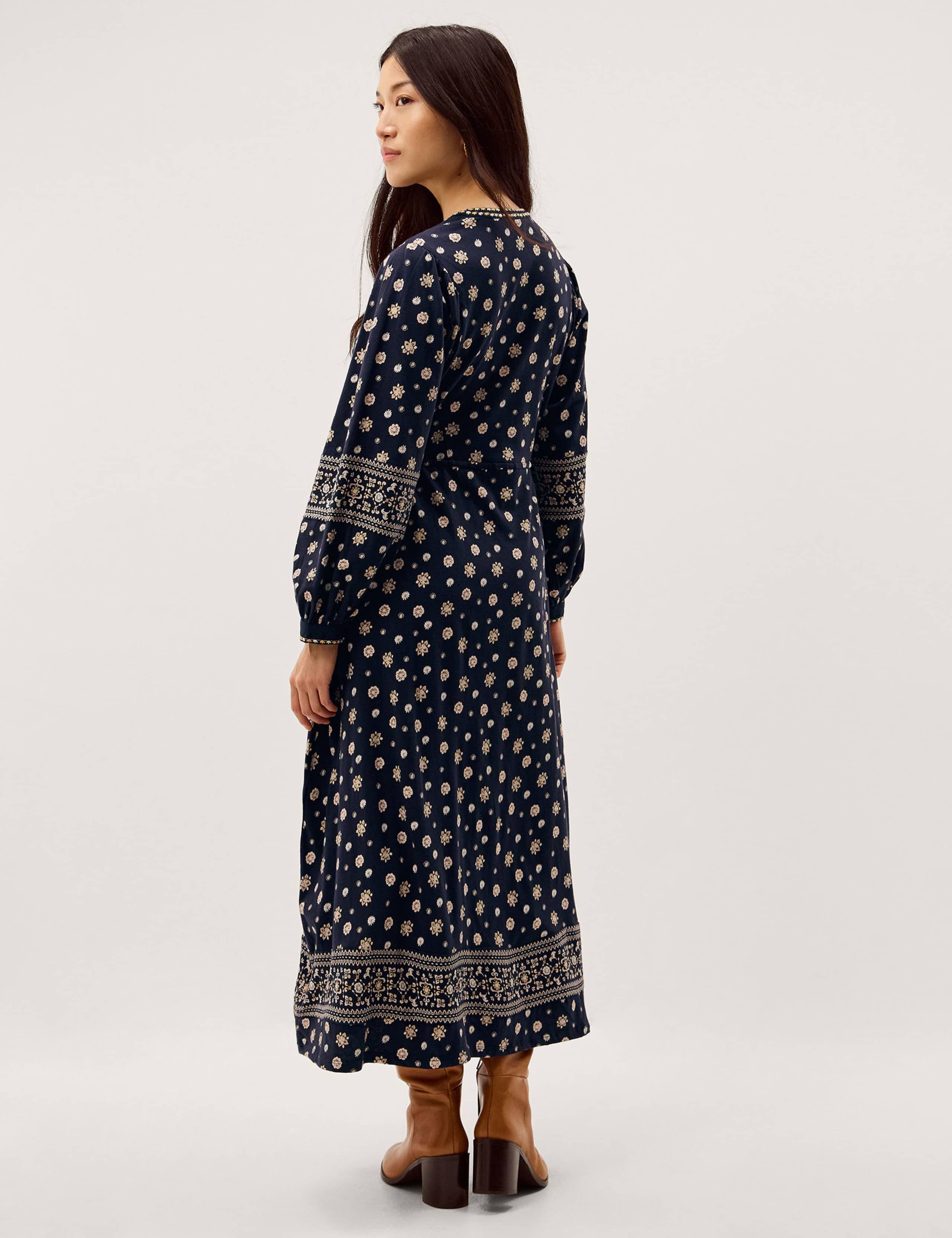 Jersey Printed Notch Neck Midi Tea Dress 3 of 7