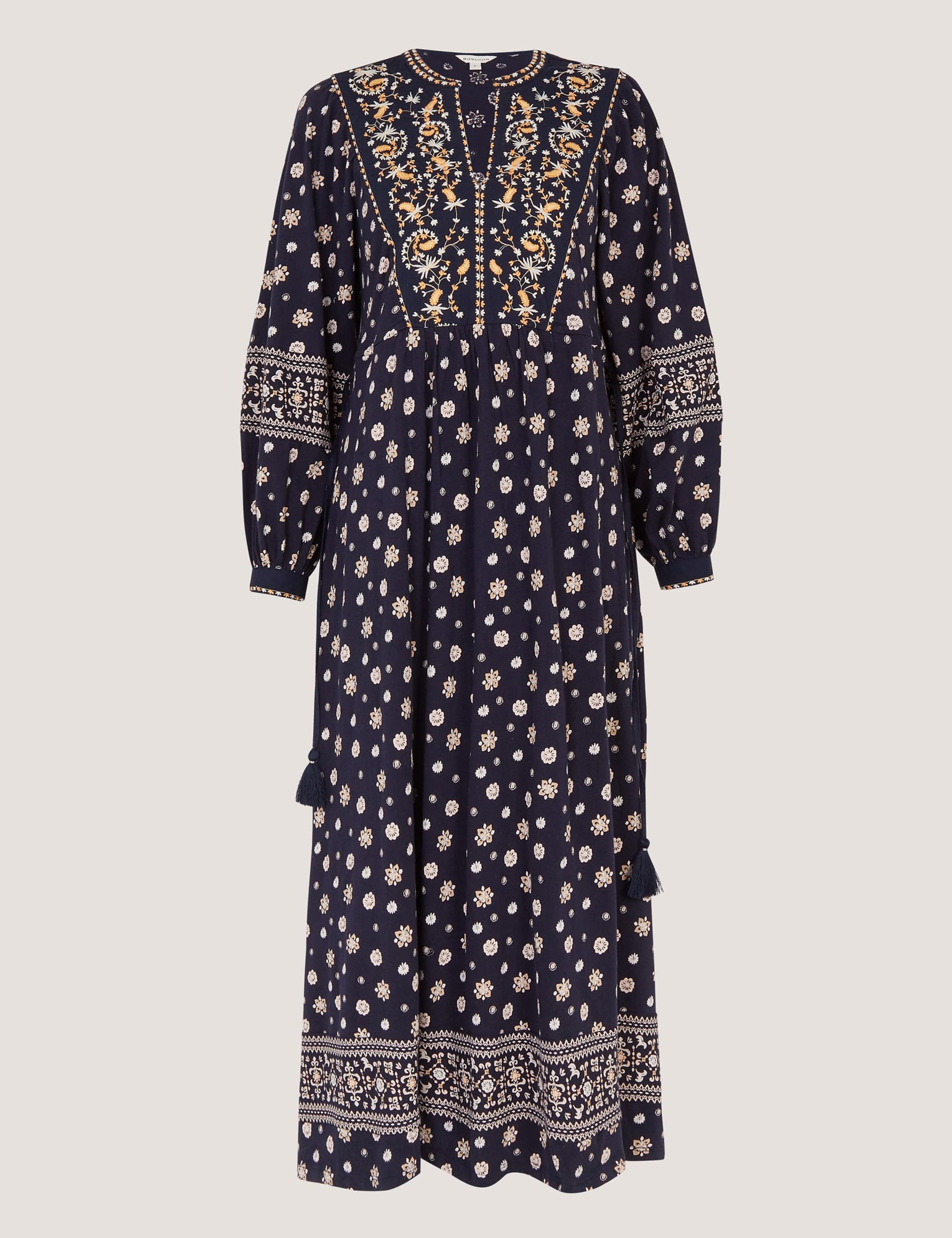 Jersey Printed Notch Neck Midi Tea Dress 2 of 7