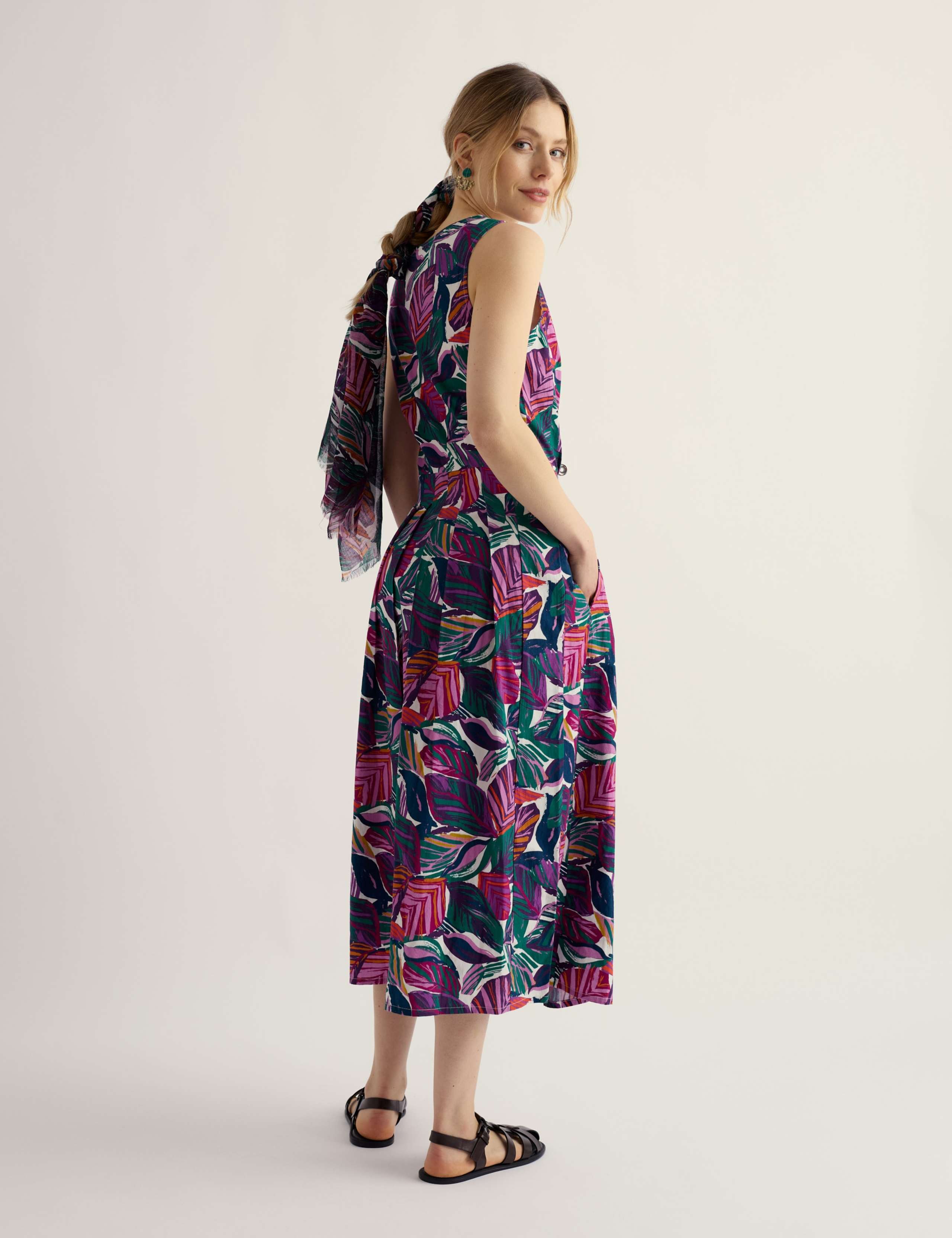 Pure Cotton Floral Midi Skater Dress 4 of 5