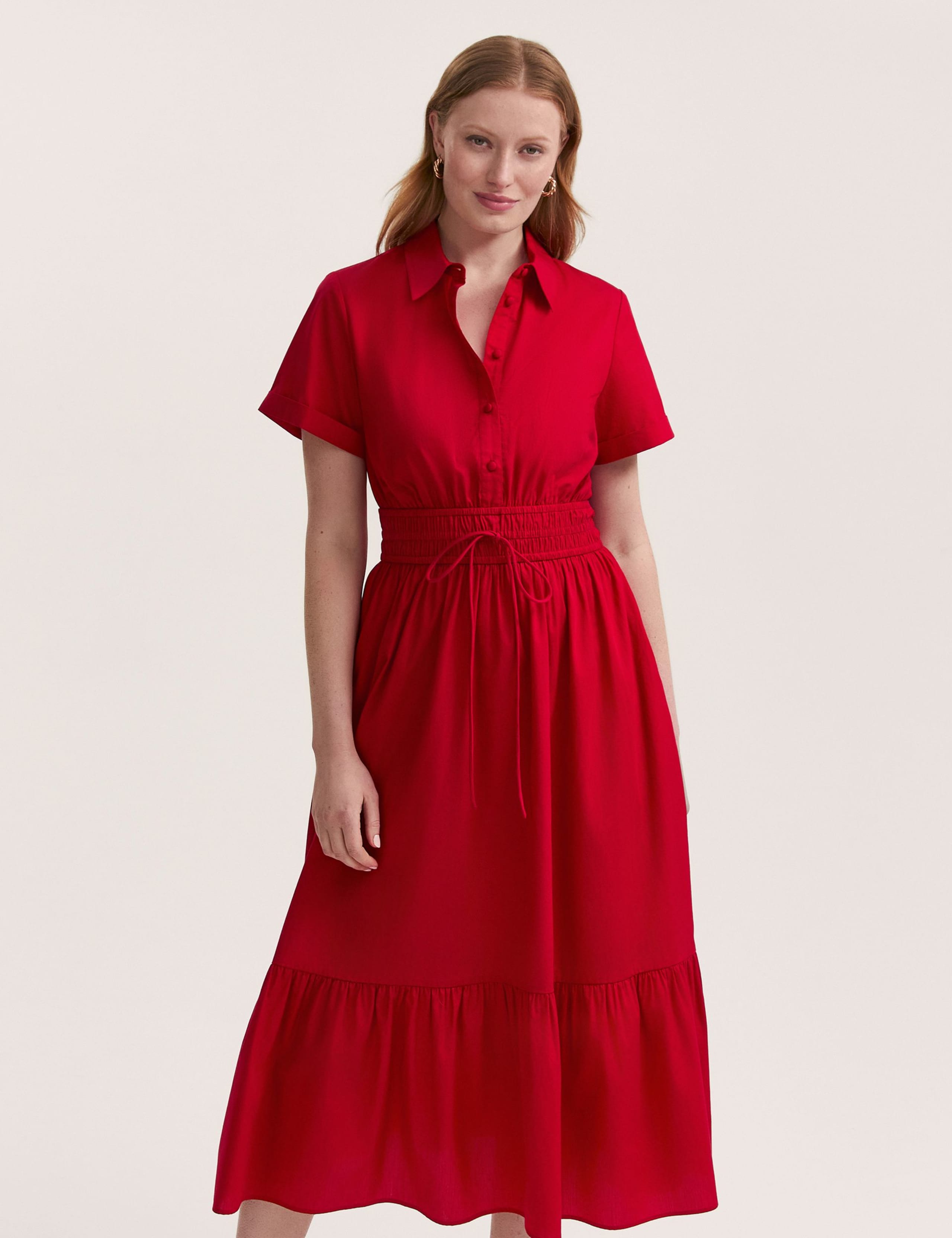 Pure Cotton Midi Shirt Dress 3 of 4
