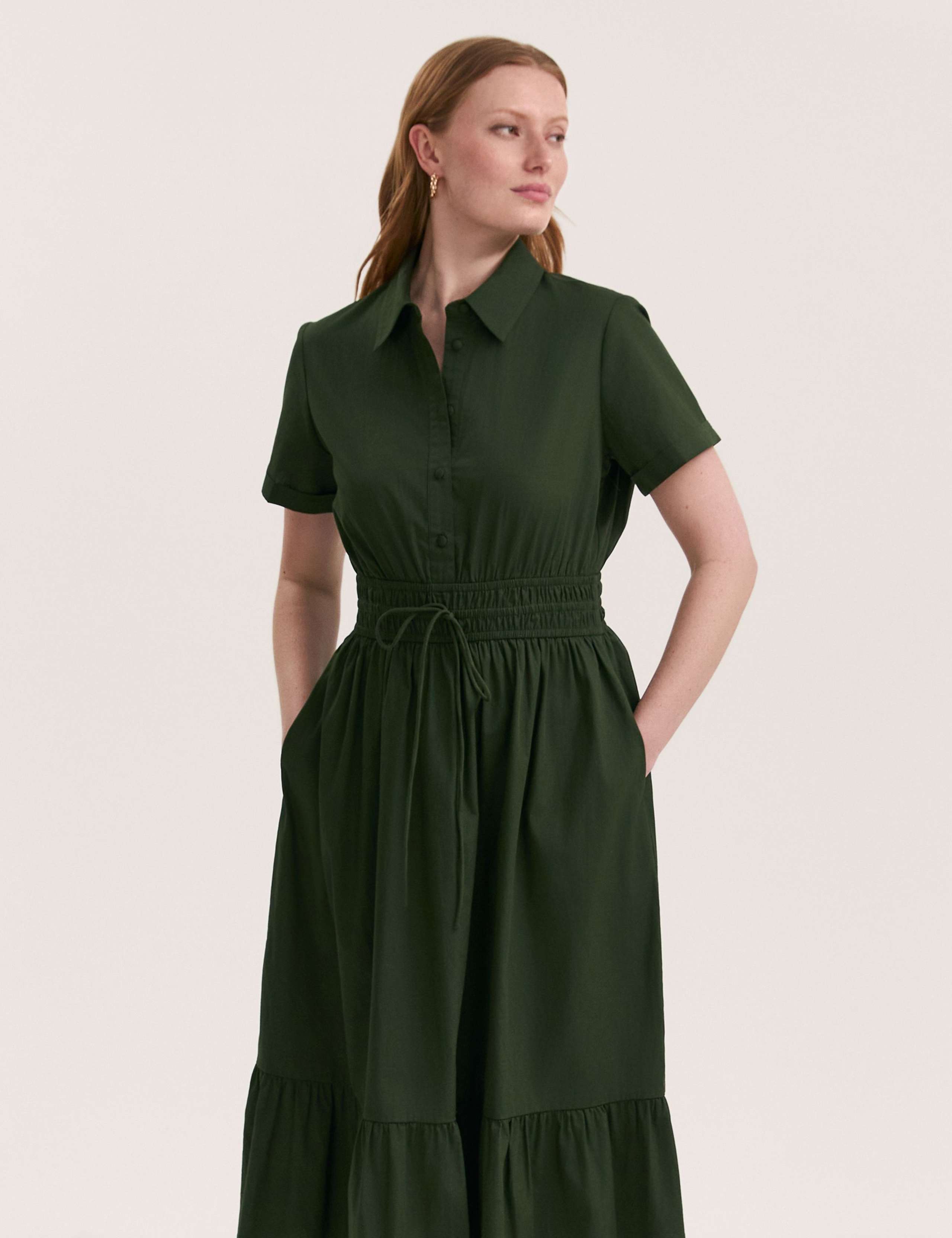Pure Cotton Midi Shirt Dress 3 of 4