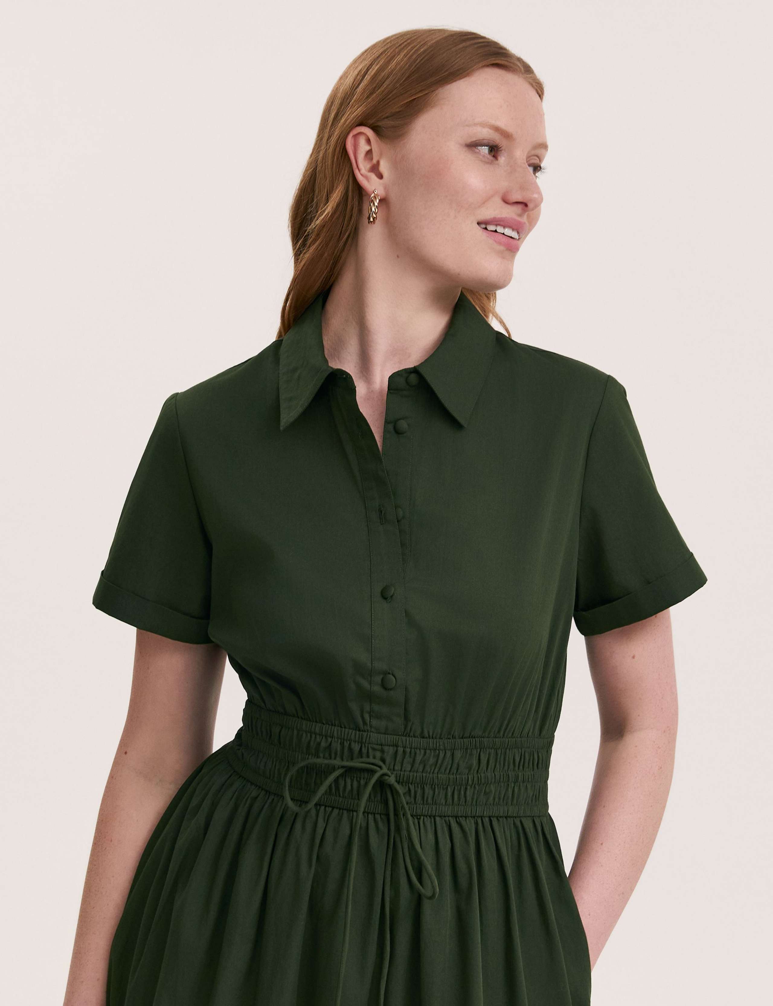 Pure Cotton Midi Shirt Dress 4 of 4