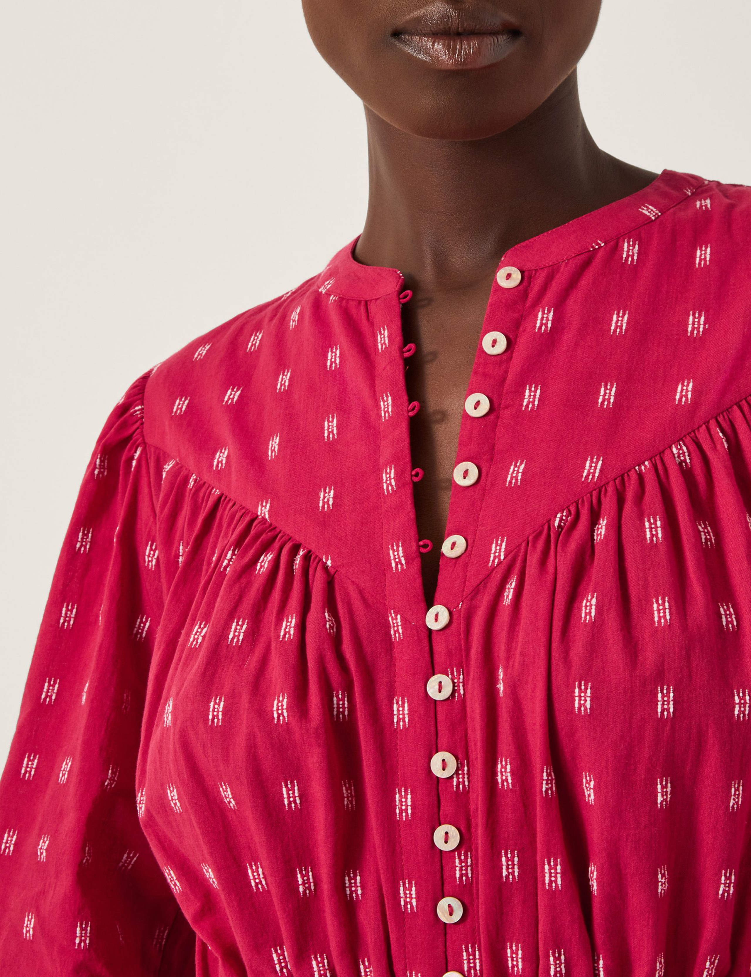 Poppy Long Sleeve Tiered Midi Dress Red 4 of 4