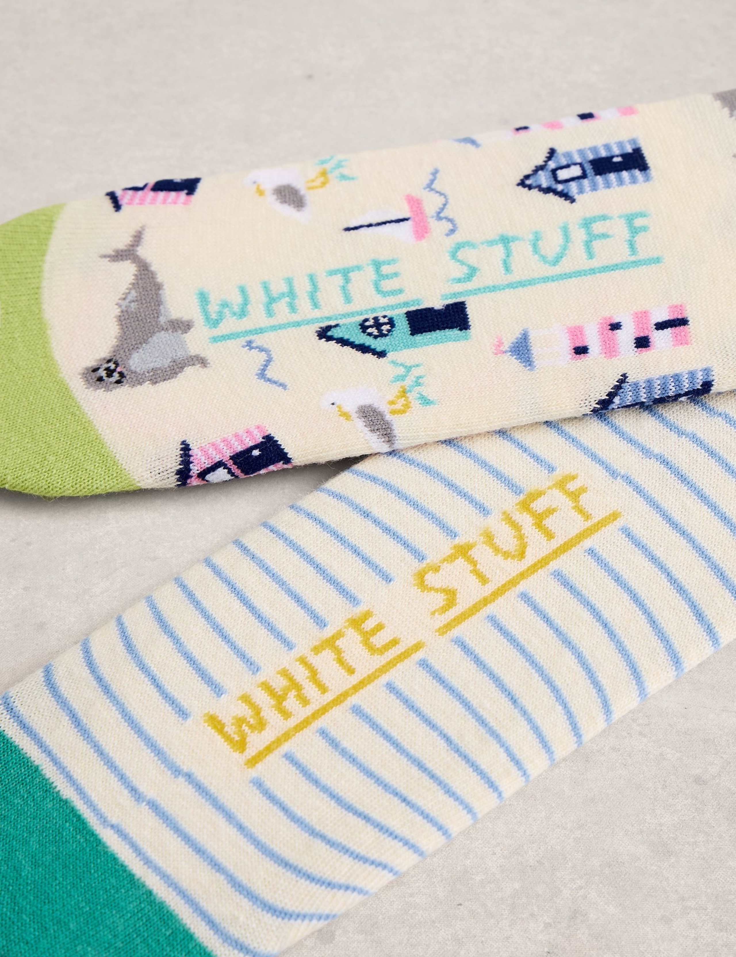 2 Pack Cotton Rich Patterned Footsies 2 of 2