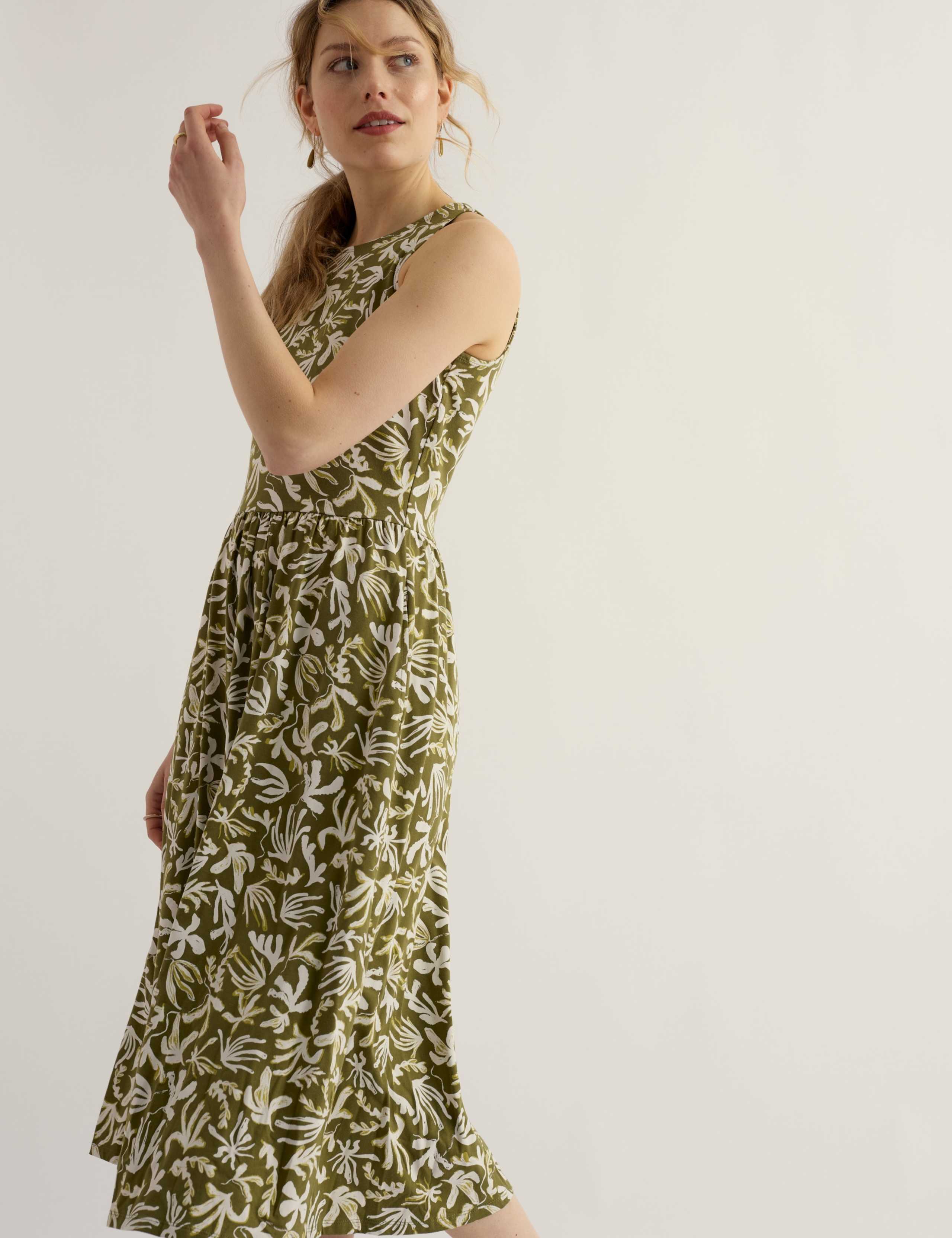 Cotton Rich Jersey Printed Midi Dress 5 of 6