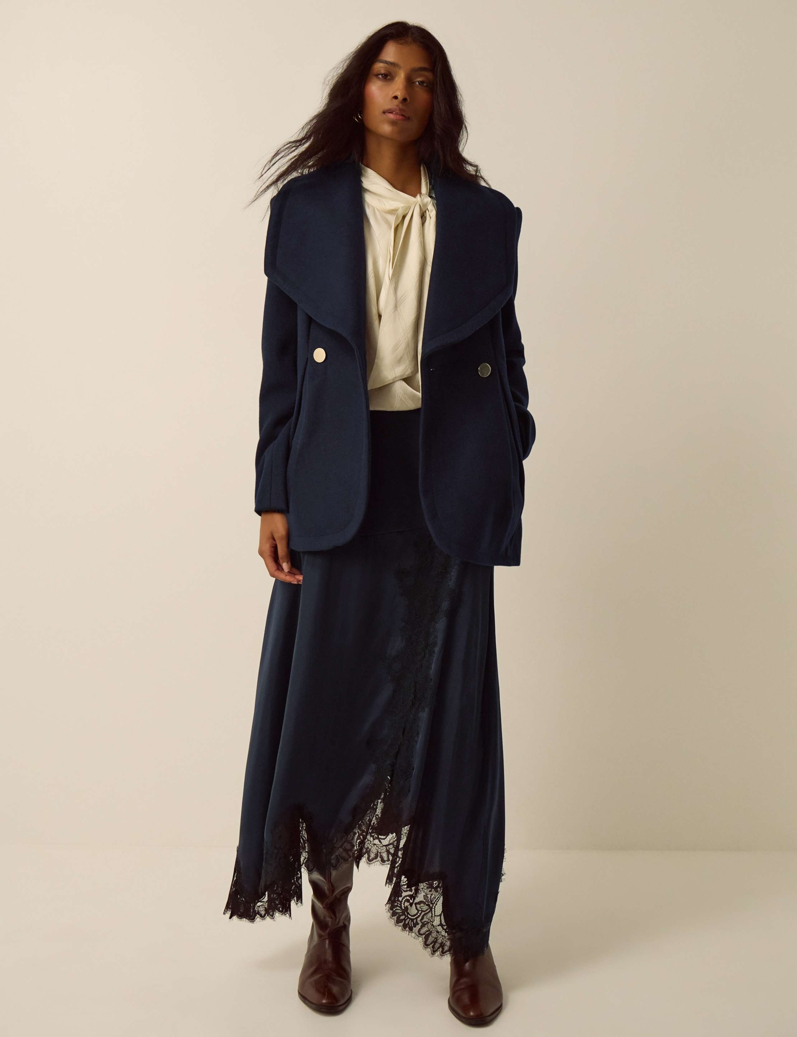 Collared Lightweight Coat With Wool 2 of 5