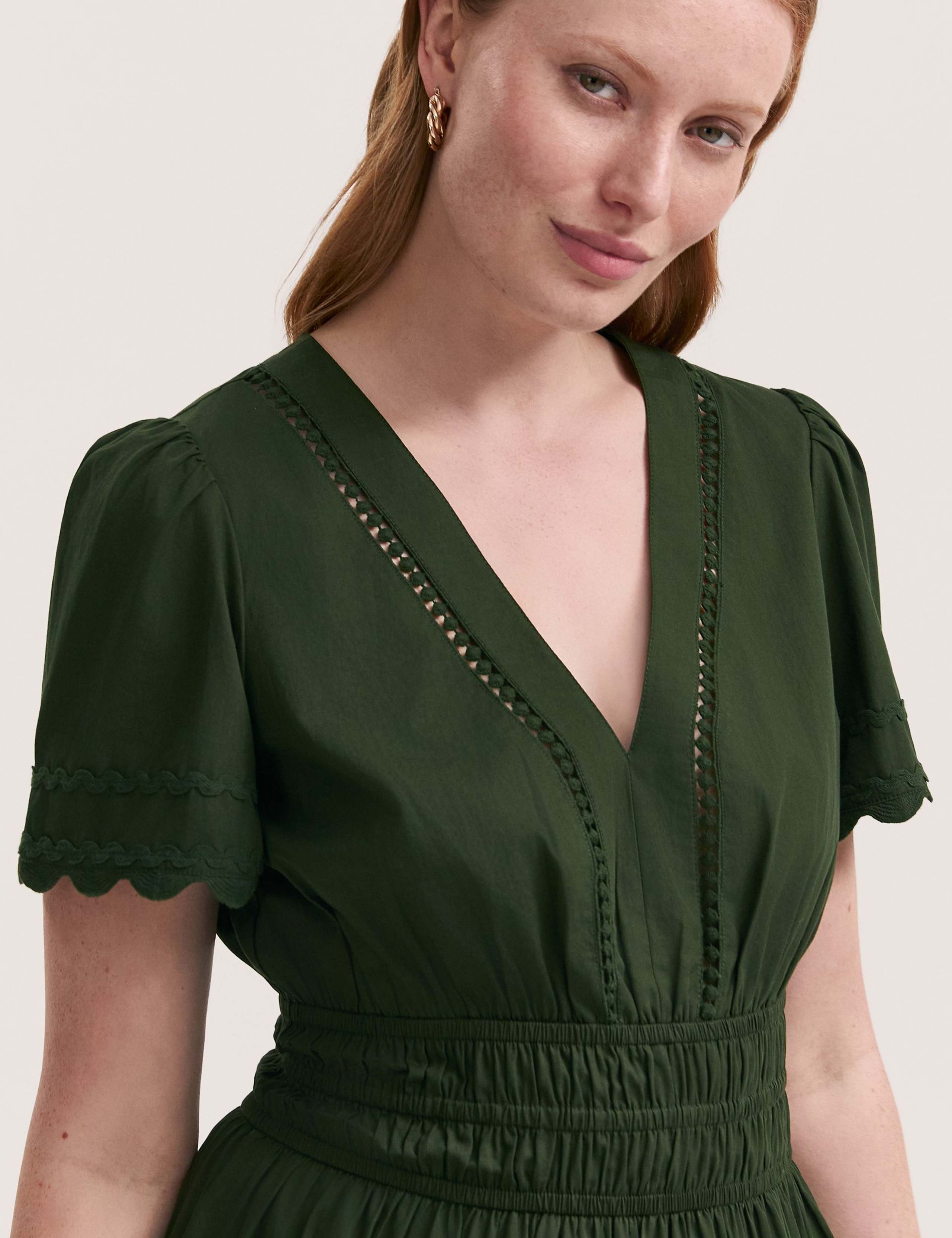 Pure Cotton V-Neck Knee Length Tiered Dress 4 of 4