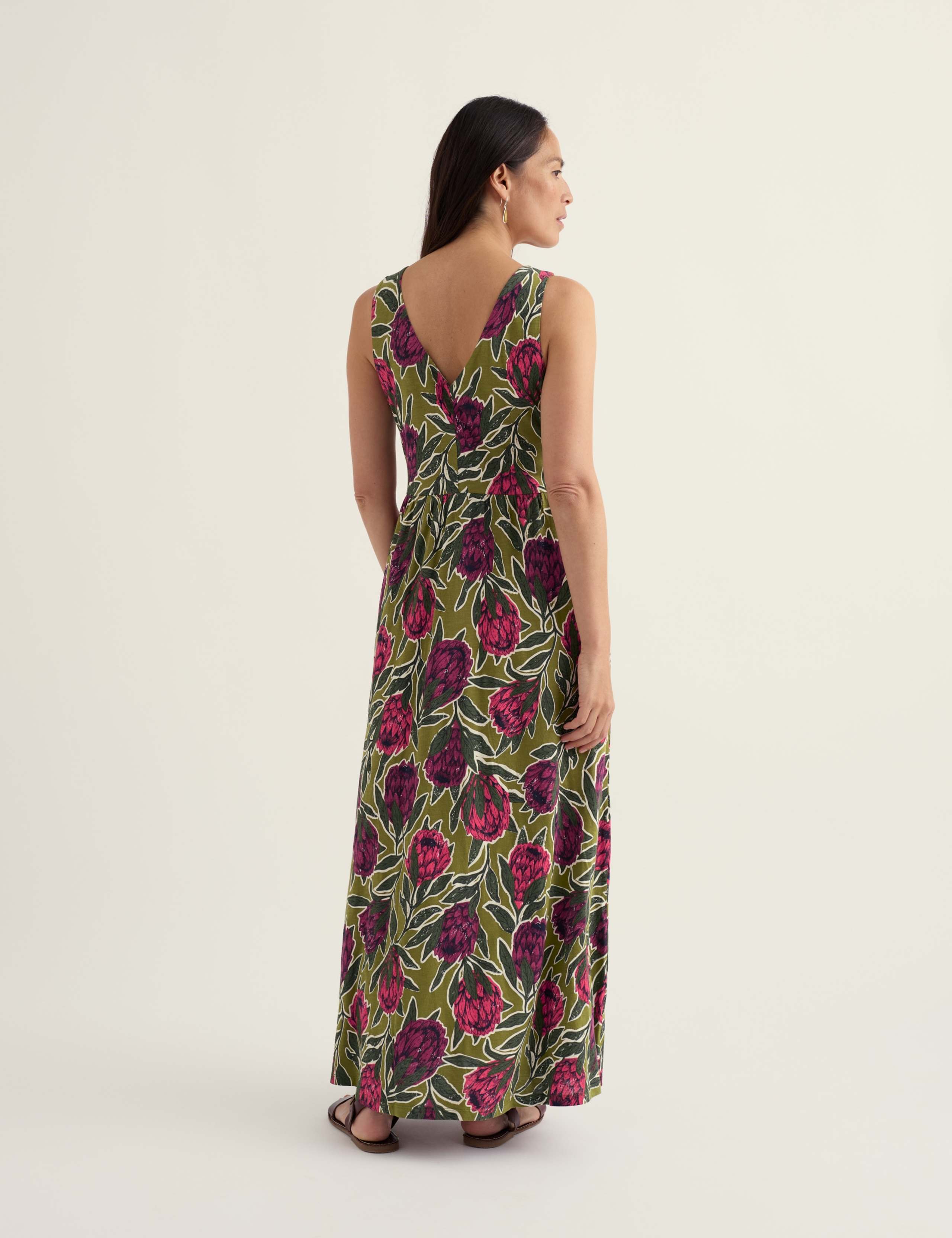 Pure Cotton Floral V-Neck Midaxi Smock Dress 5 of 5