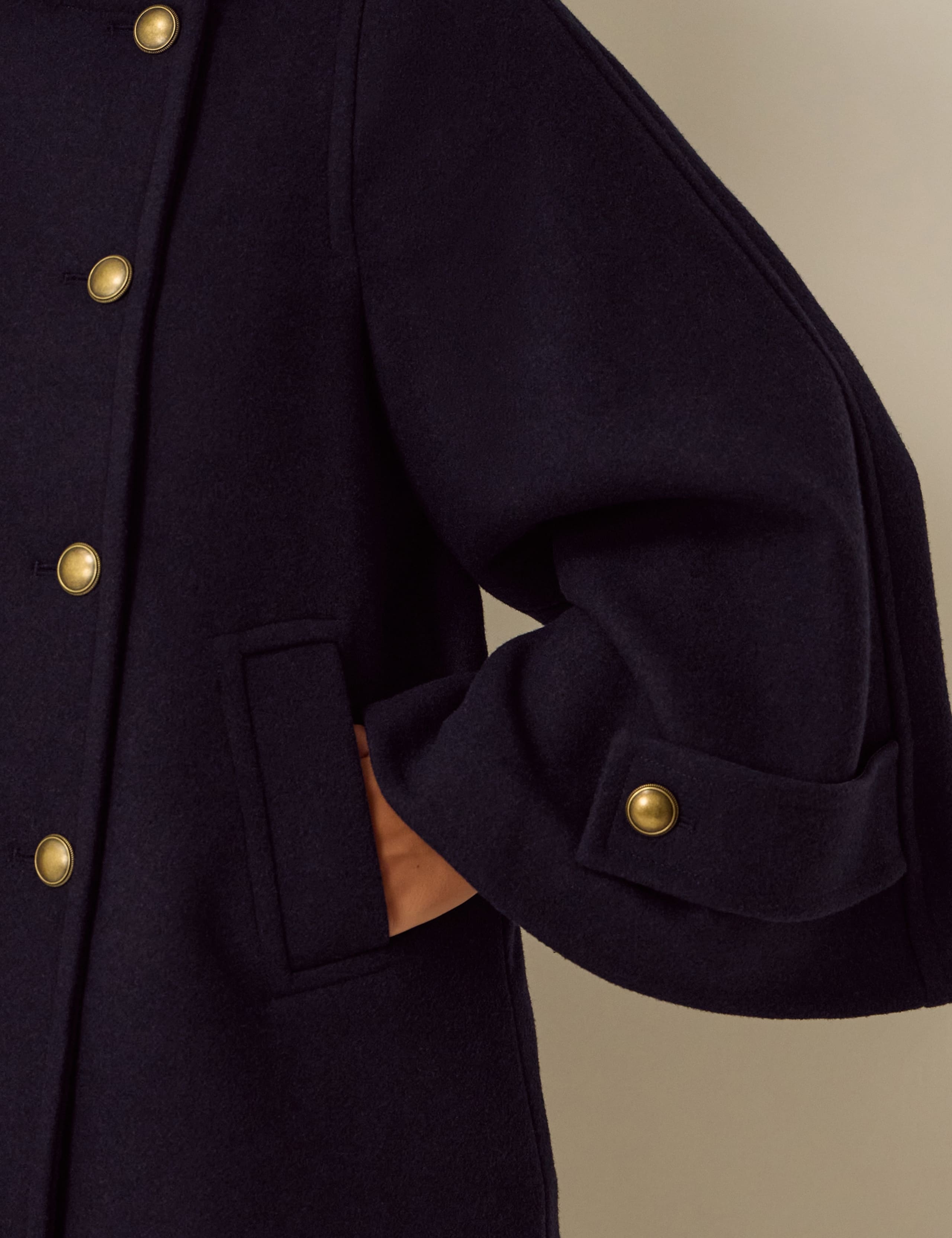 Funnel Neck Cape Coat with Wool 3 of 4