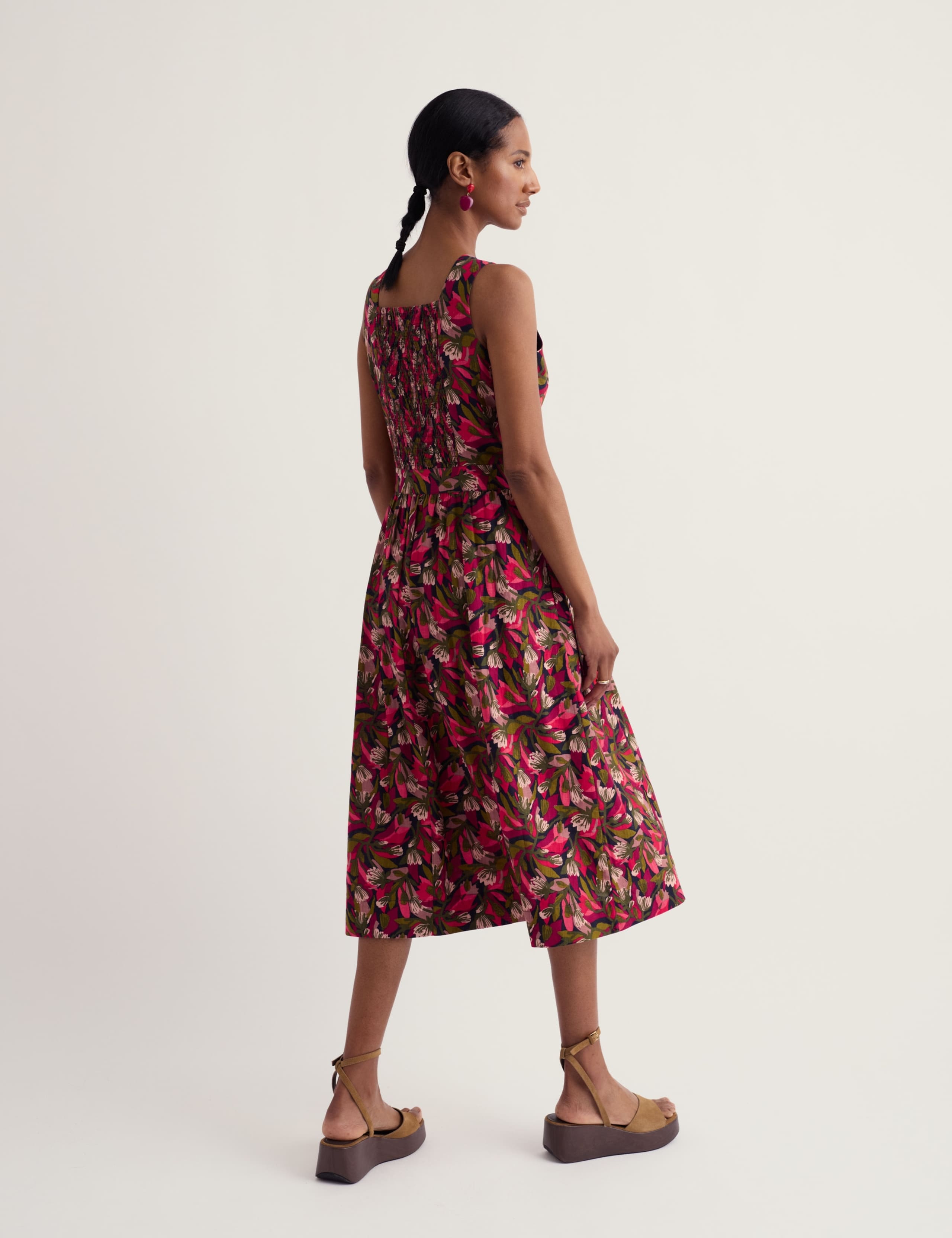 Pure Cotton Floral Midi Skater Dress 4 of 5