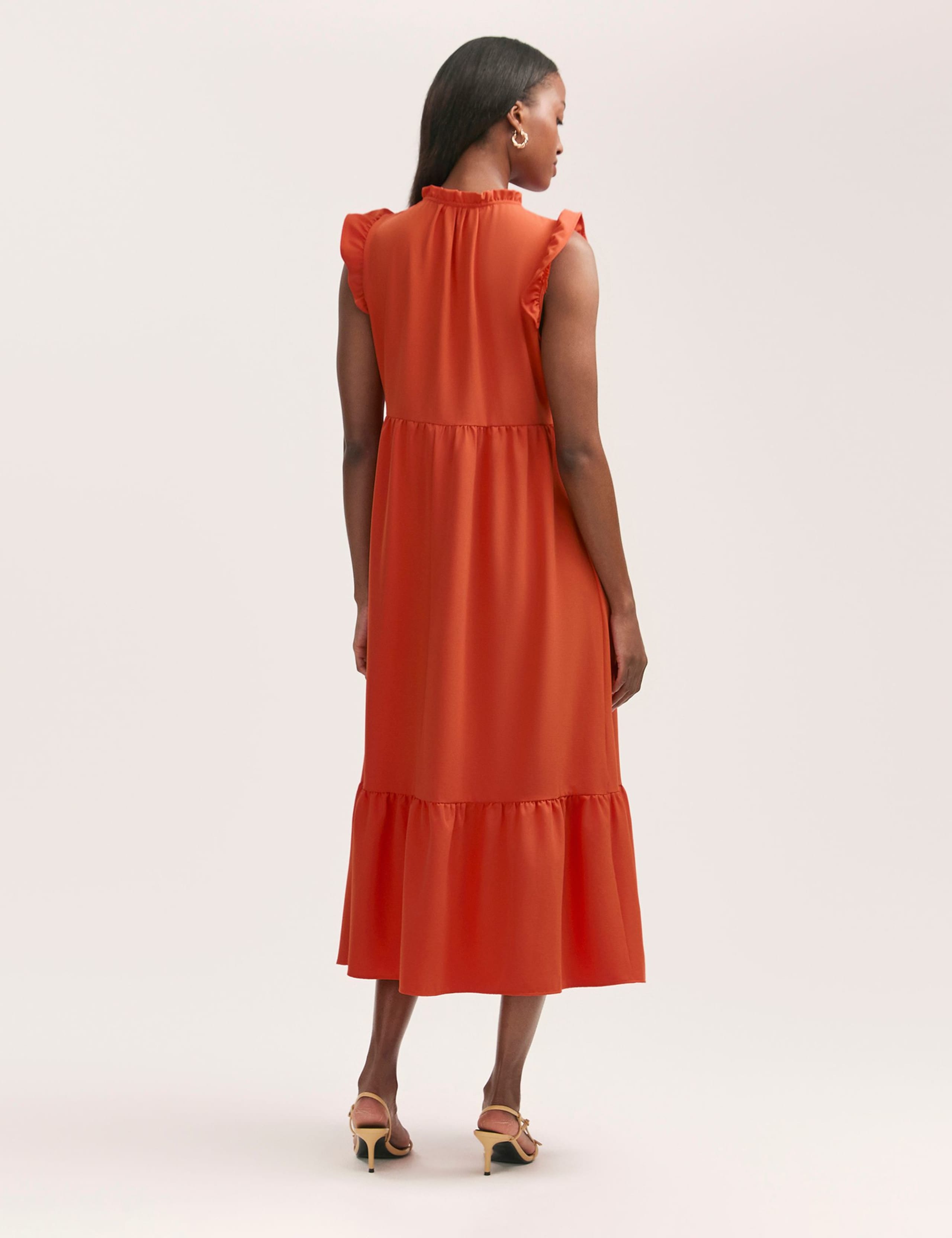 Tie Neck Ruffle Midi Tiered Dress 2 of 4