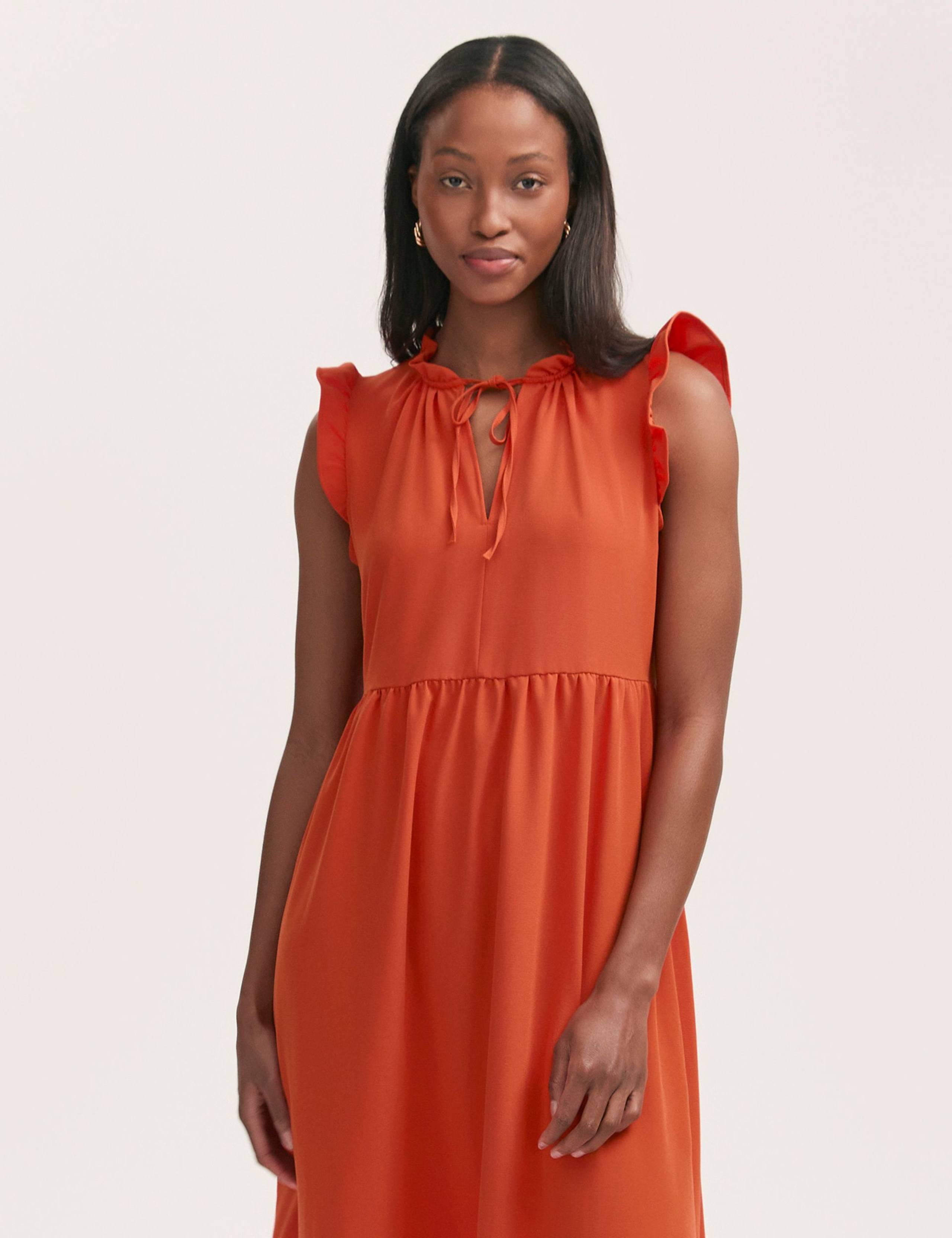 Tie Neck Ruffle Midi Tiered Dress 3 of 4