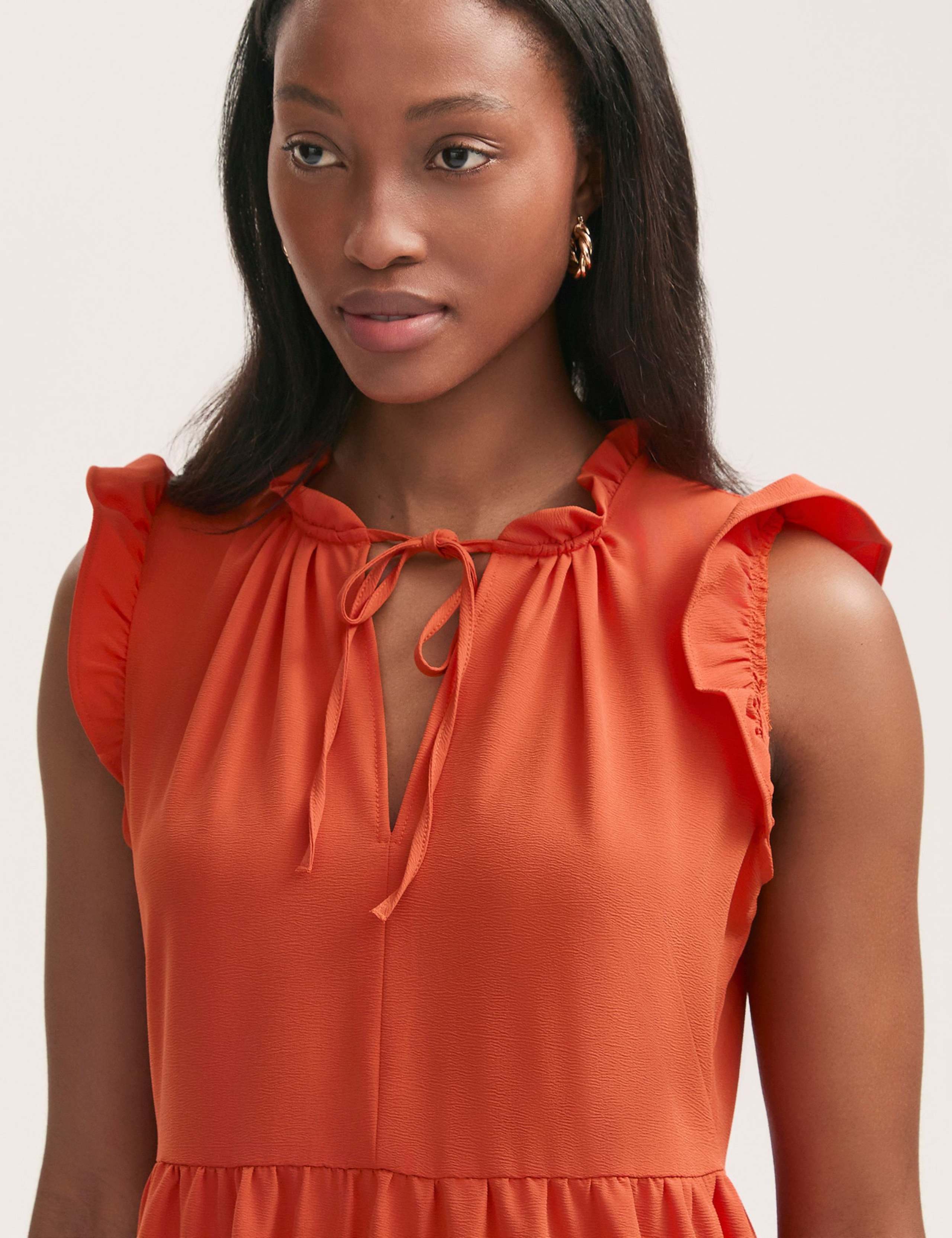 Tie Neck Ruffle Midi Tiered Dress 4 of 4