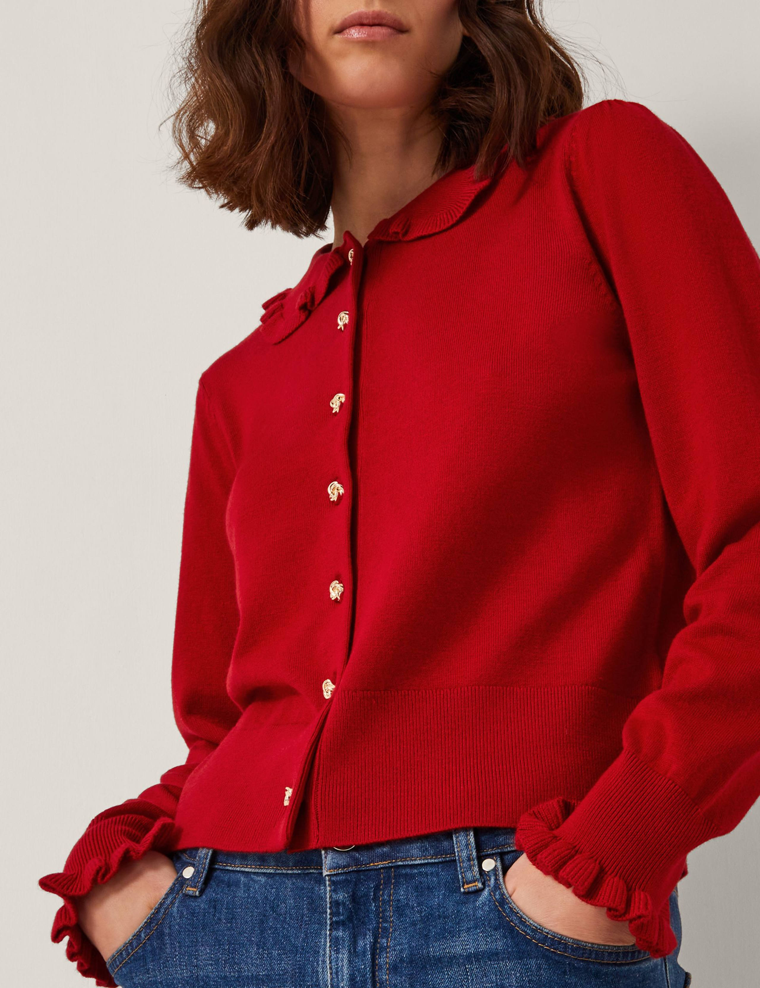 Collared Frill Detail Cardigan 4 of 4