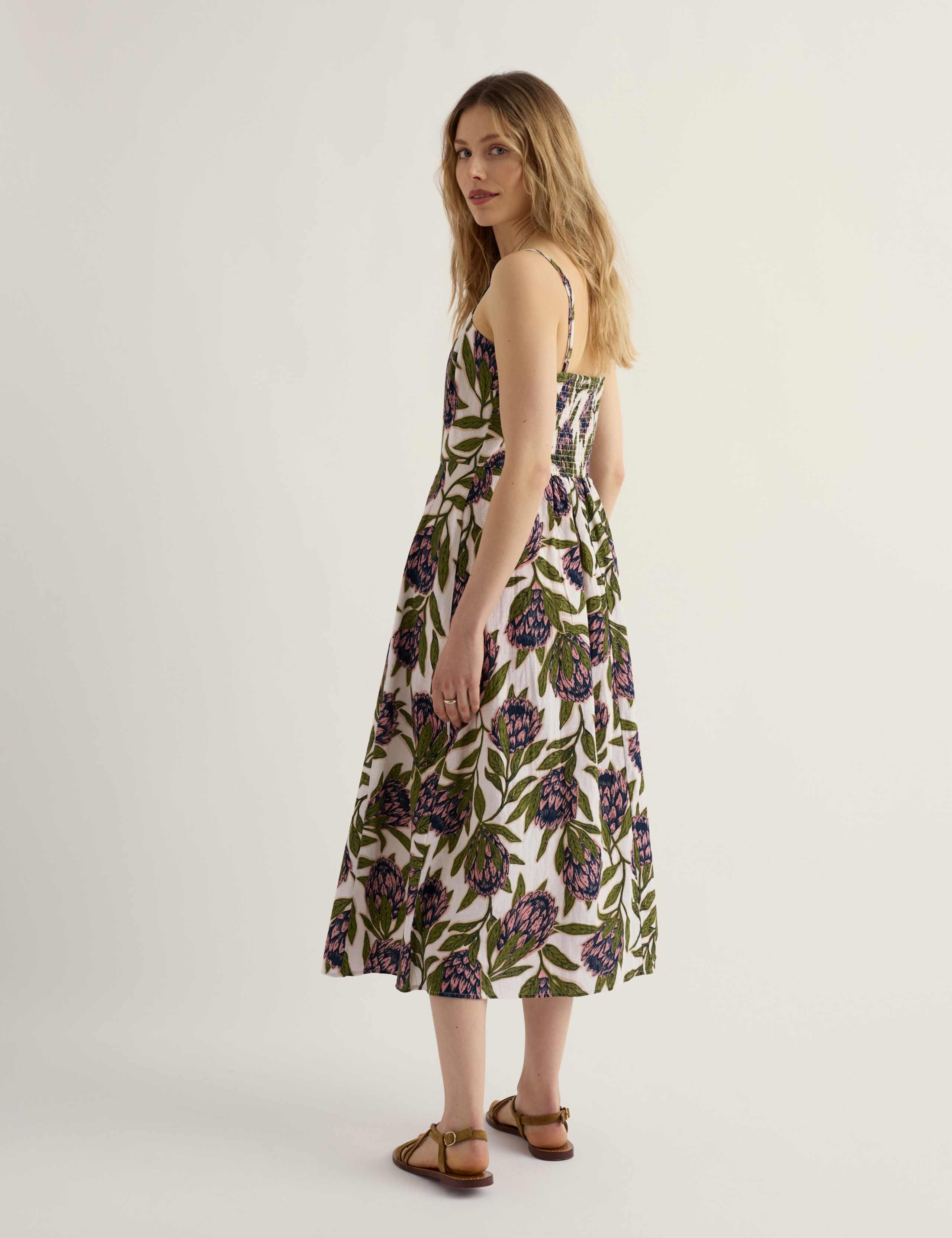 Pure Cotton Floral Bandeau Midi Dress 3 of 4