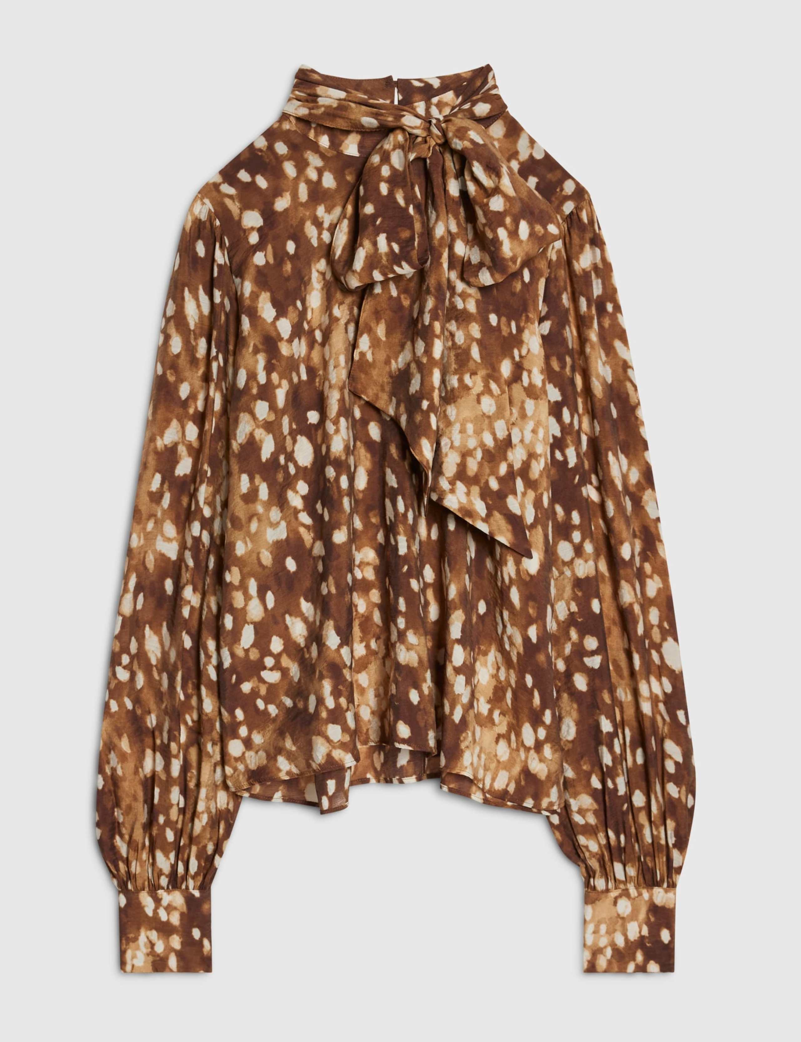 Deer Print Tie Neck Blouse 6 of 6