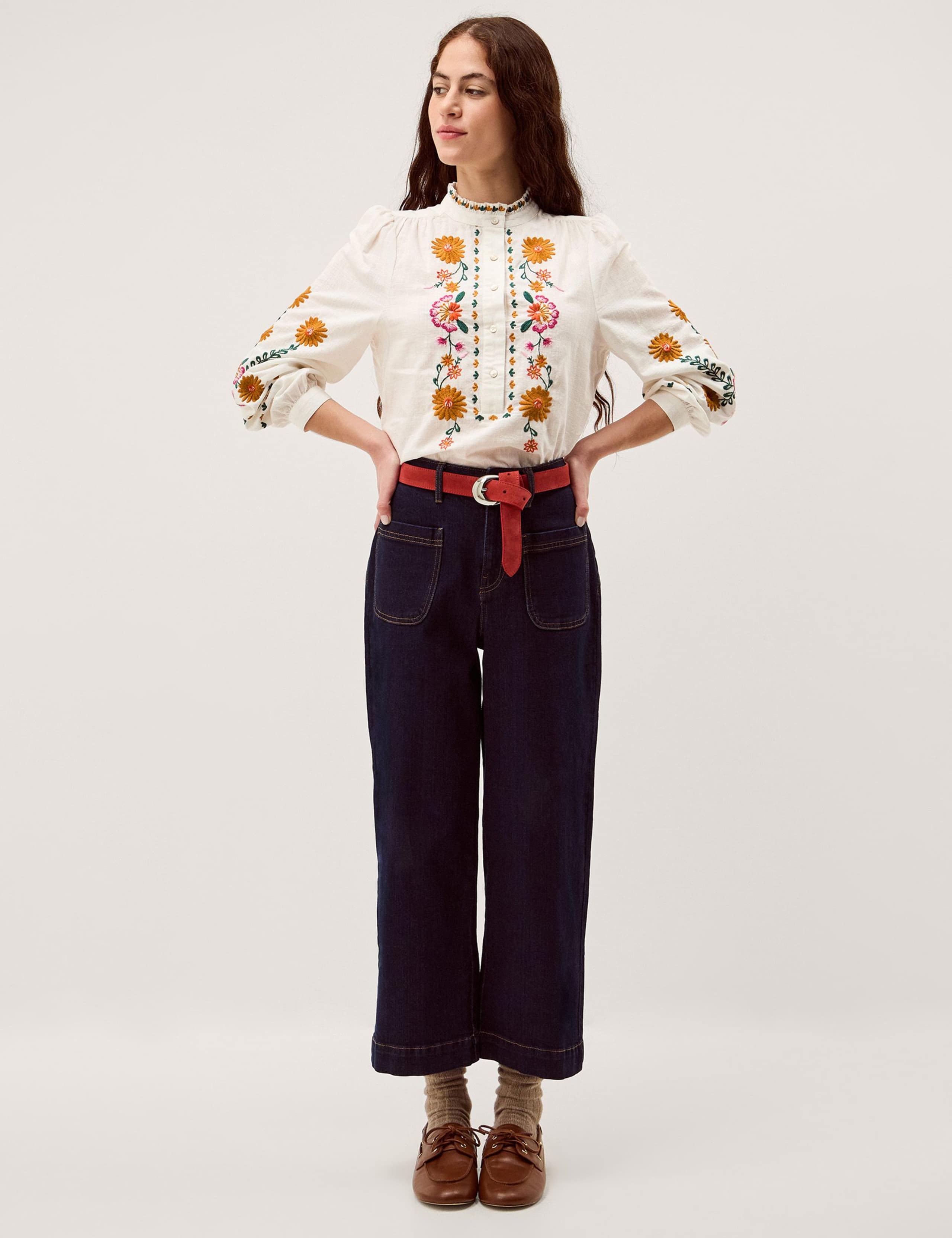 Pure Cotton Embroidered High Neck Top 3 of 5