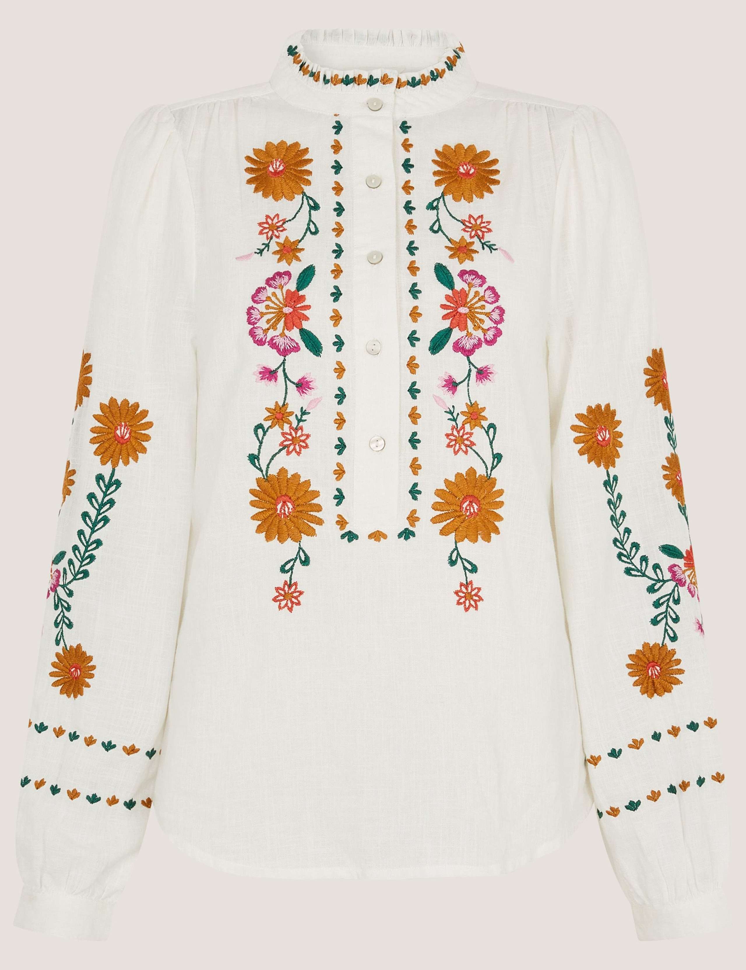 Pure Cotton Embroidered High Neck Top 2 of 5