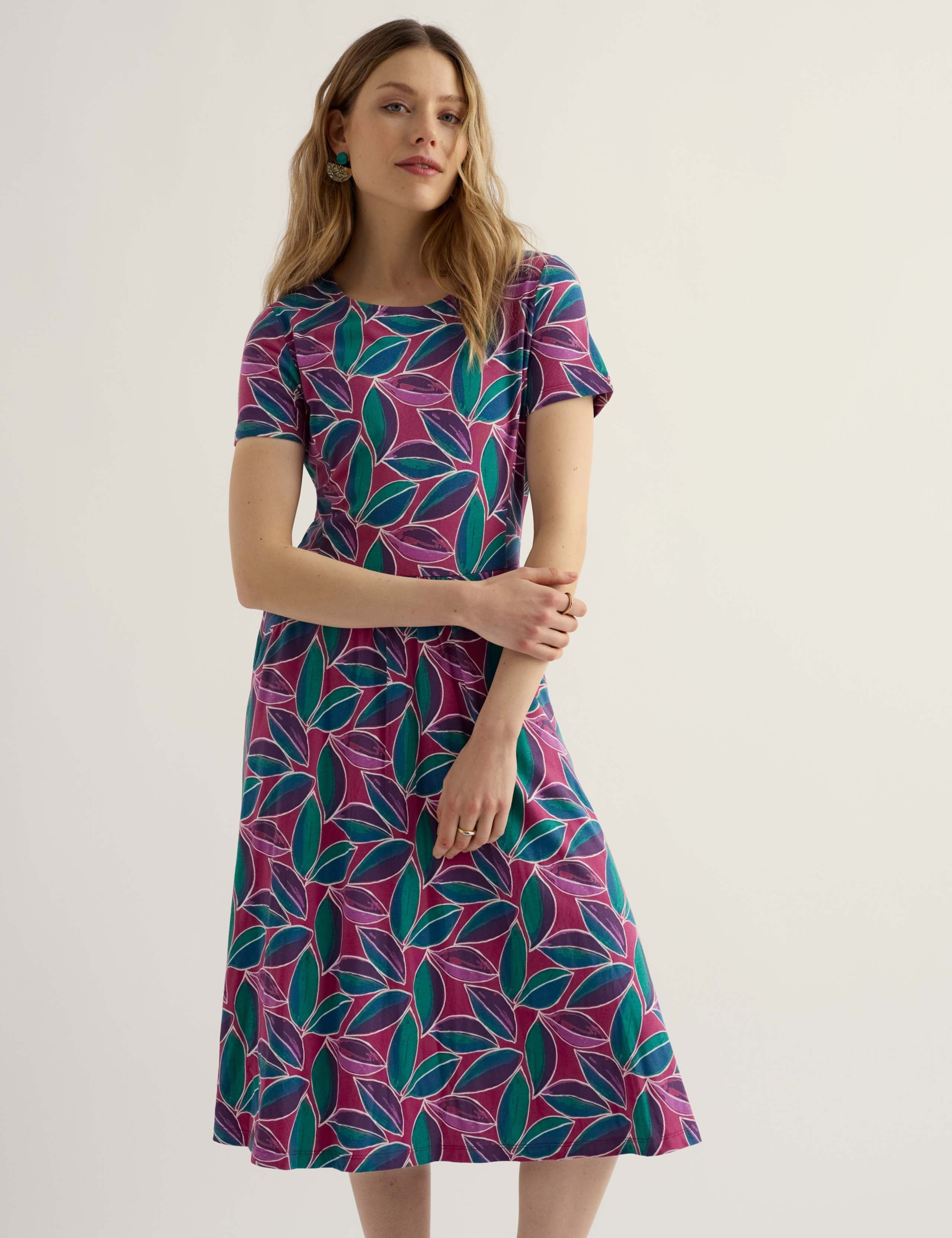 Cotton Rich Jersey Short Sleeve Midi Dress 3 of 5