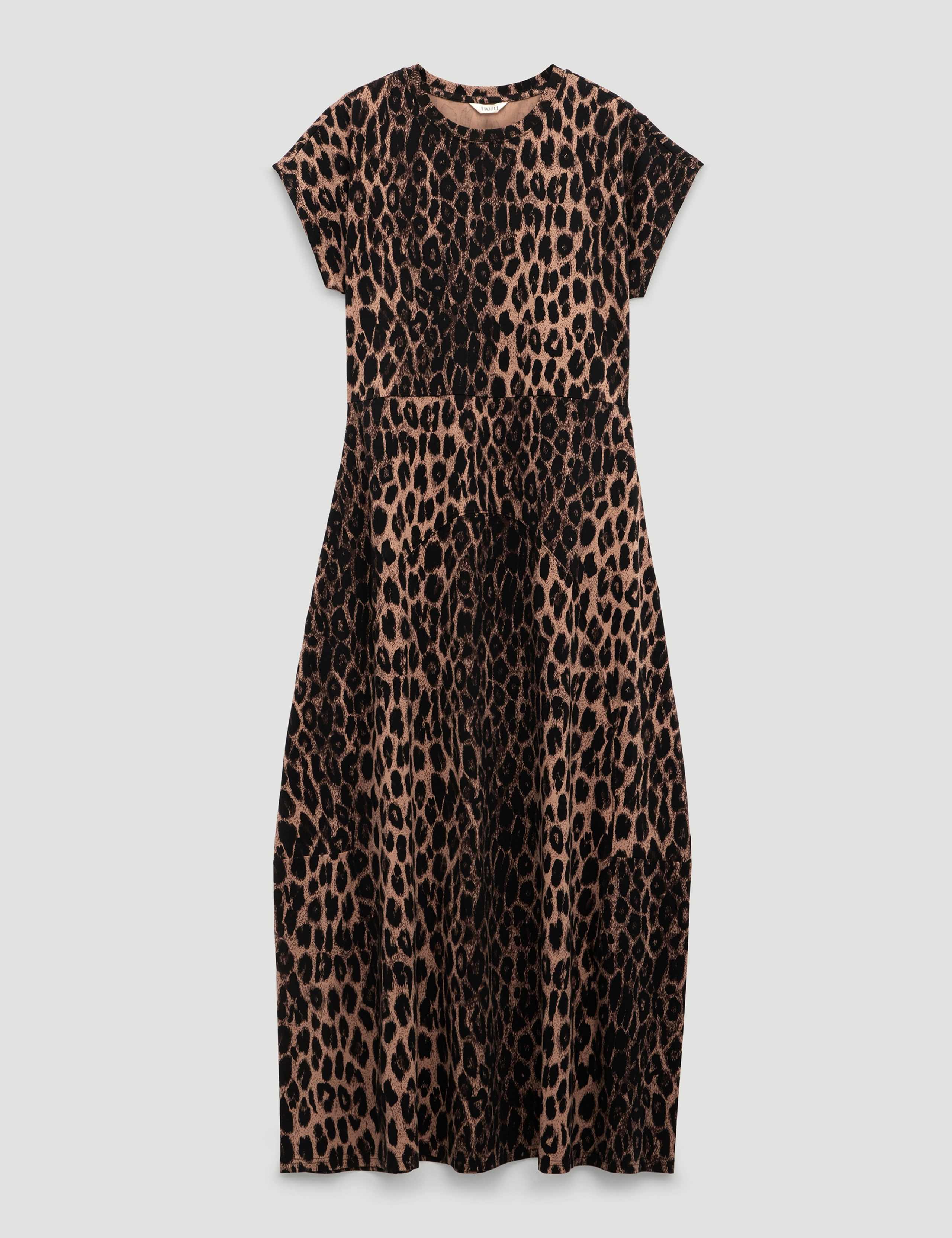 Cotton Rich Leopard Print Midaxi Waisted Dress 2 of 5