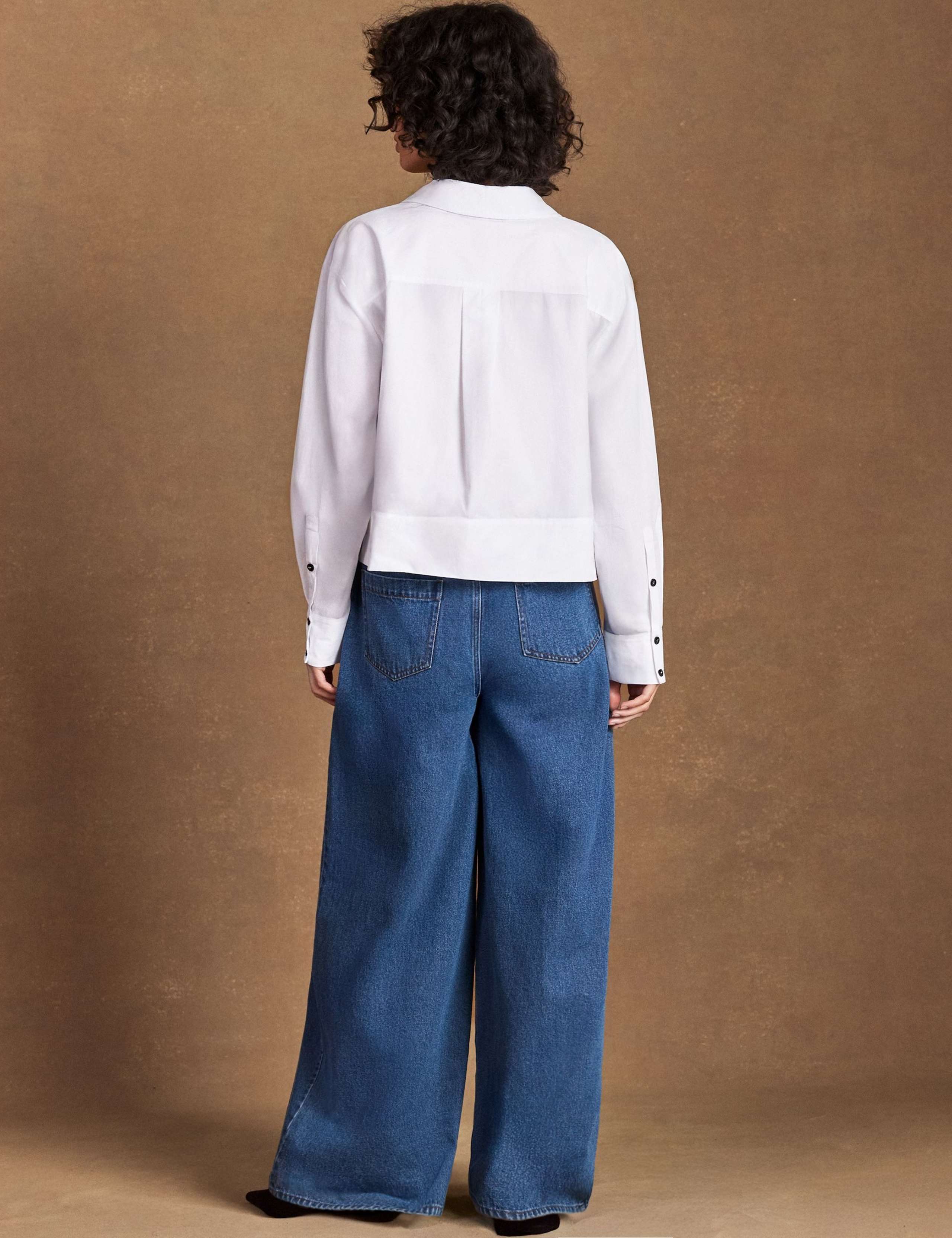 Pure Cotton Poplin Relaxed Cropped Shirt 3 of 5
