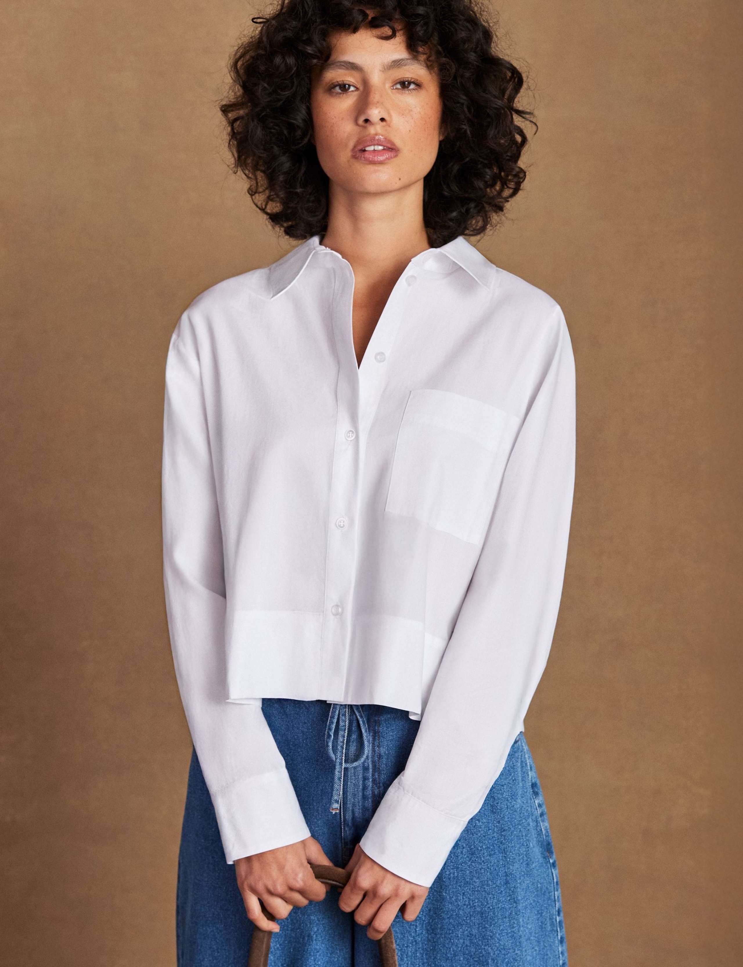 Pure Cotton Poplin Relaxed Cropped Shirt 4 of 5