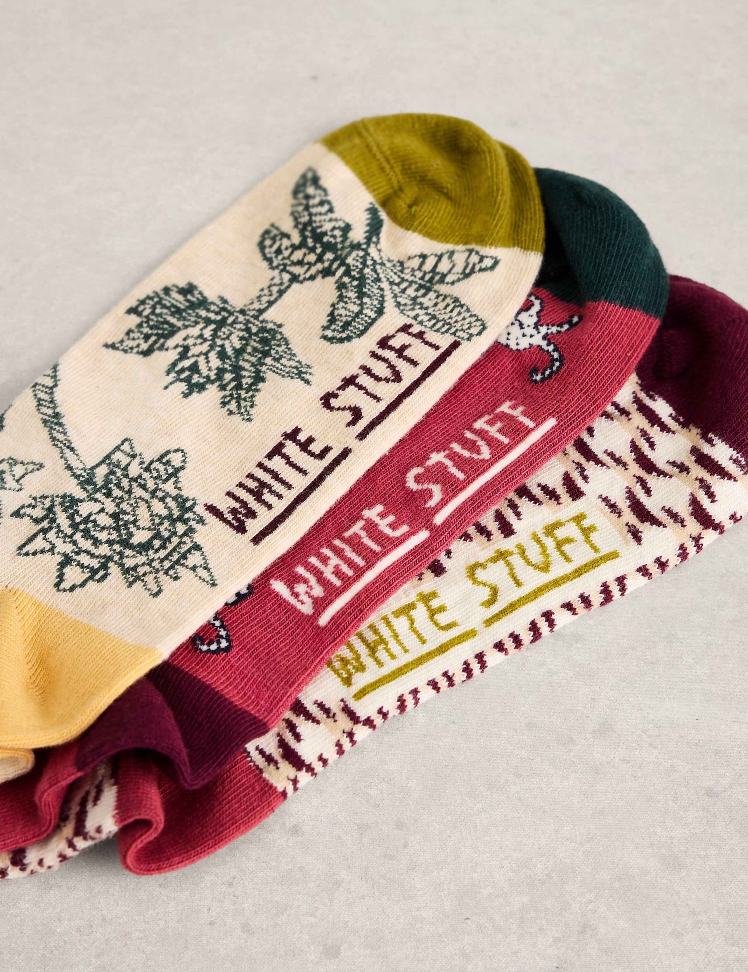 3 Pack Cotton Rich Patterned Trainer Socks 2 of 2