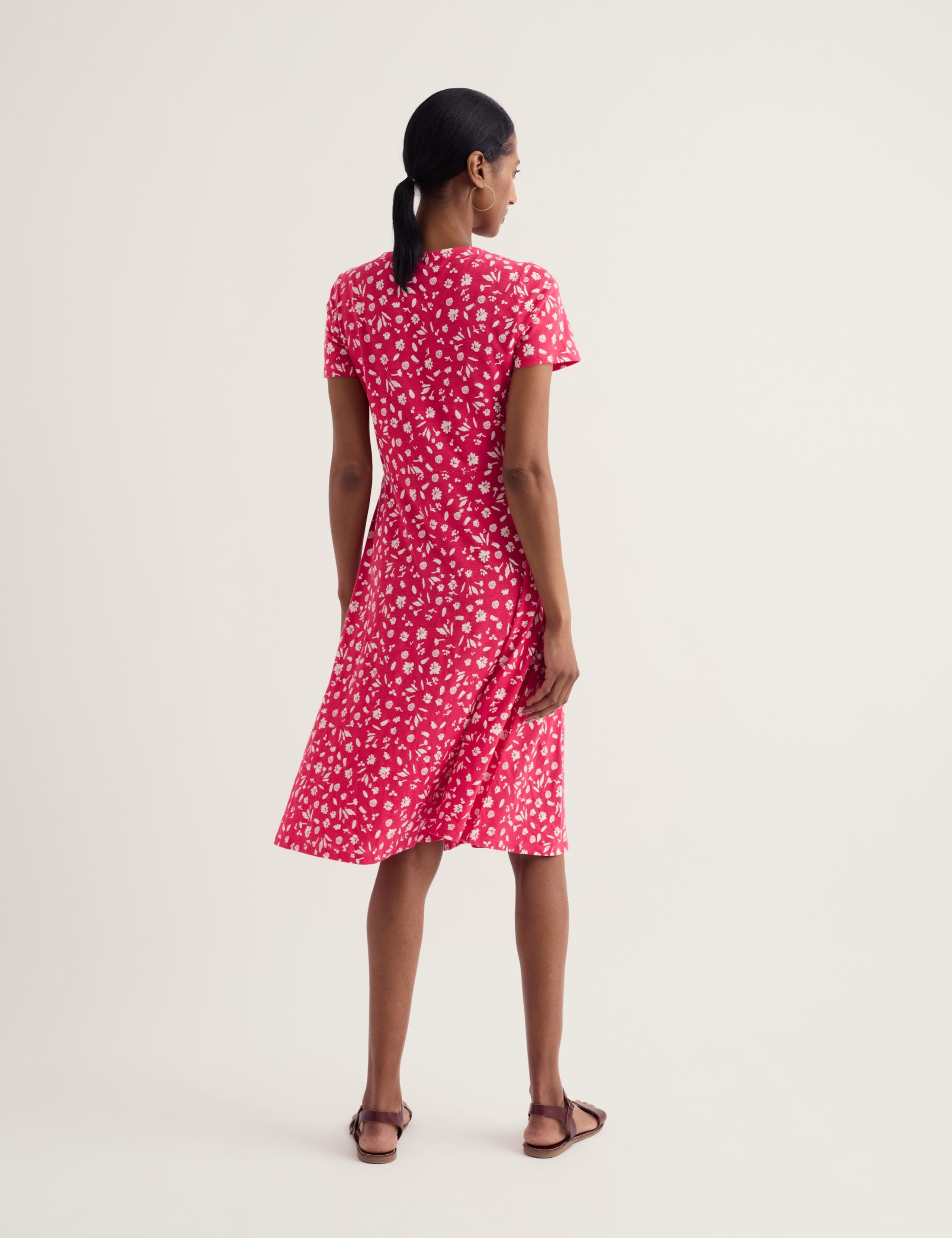 Pure Cotton Floral Knee Length Skater Dress 4 of 5