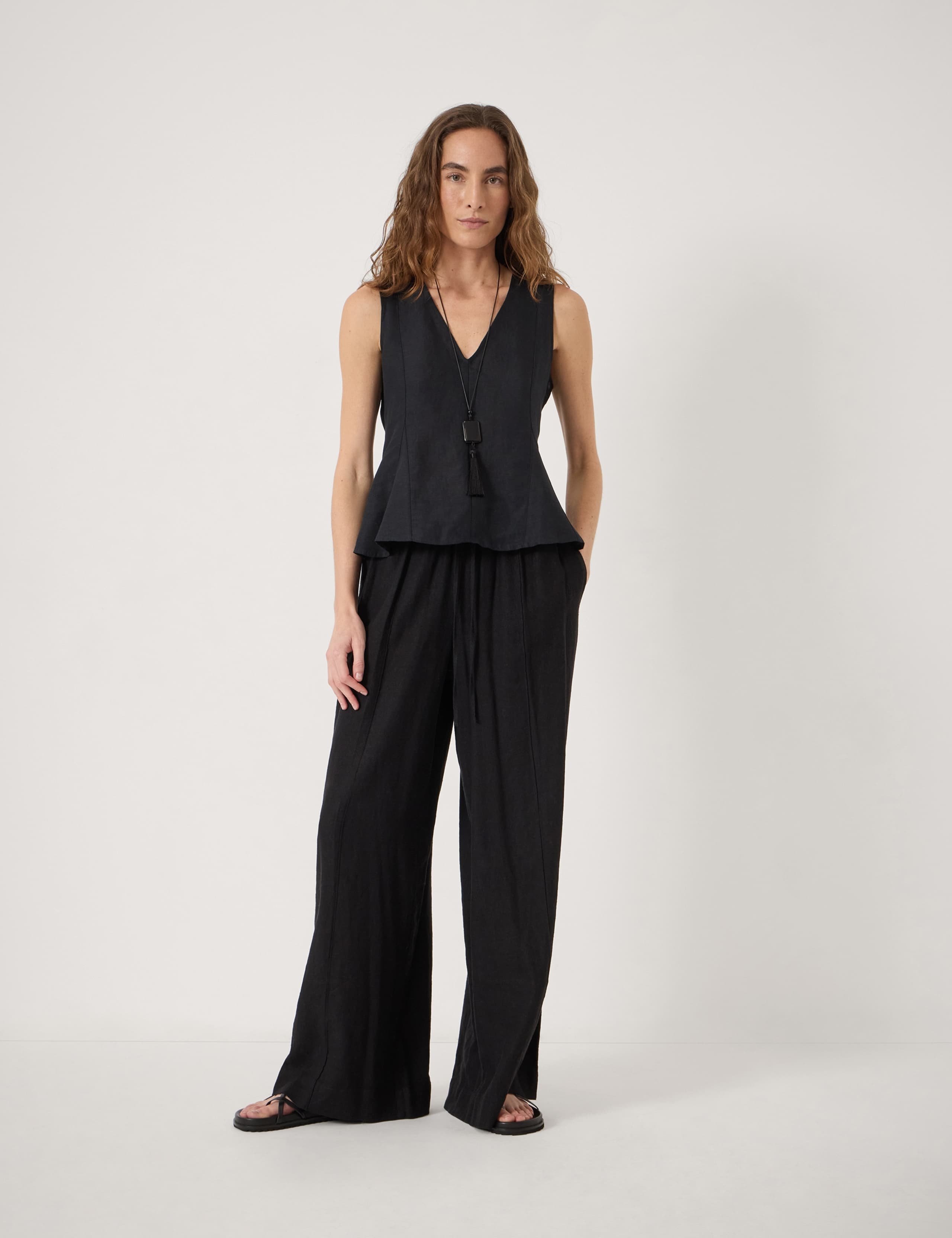 Linen Blend V-Neck Top 4 of 5