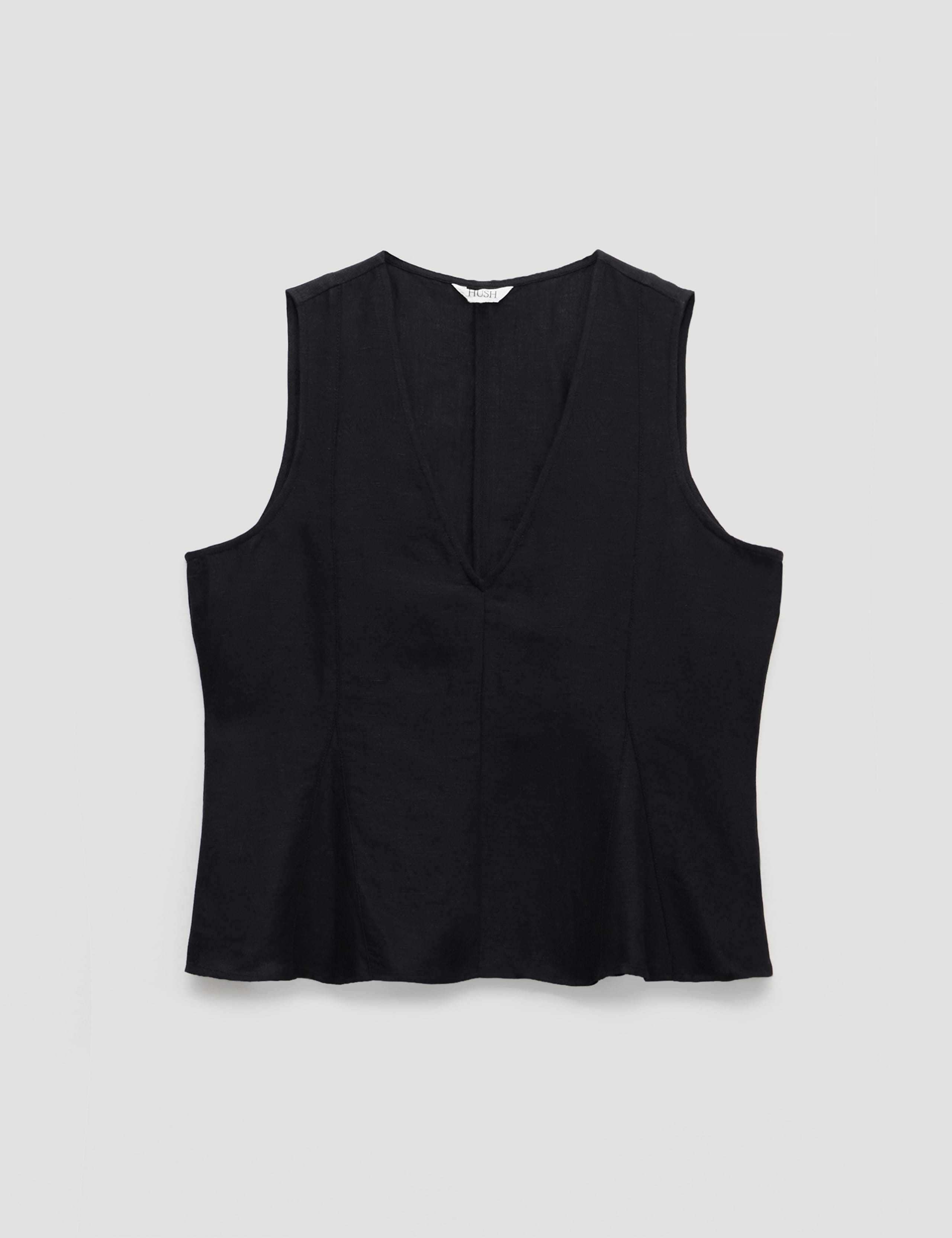 Linen Blend V-Neck Top 2 of 5
