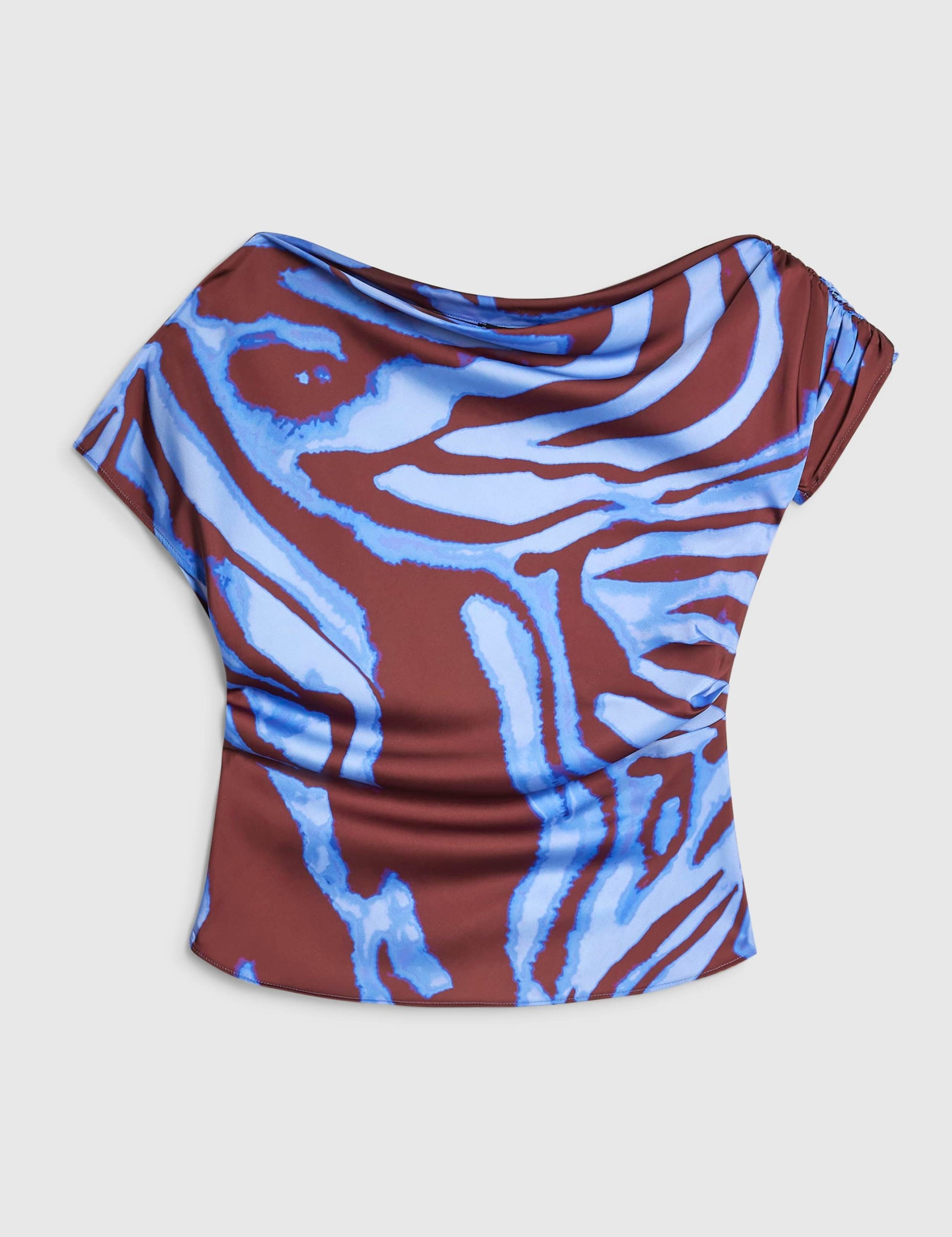 Zebra Print One Shoulder Top 2 of 6