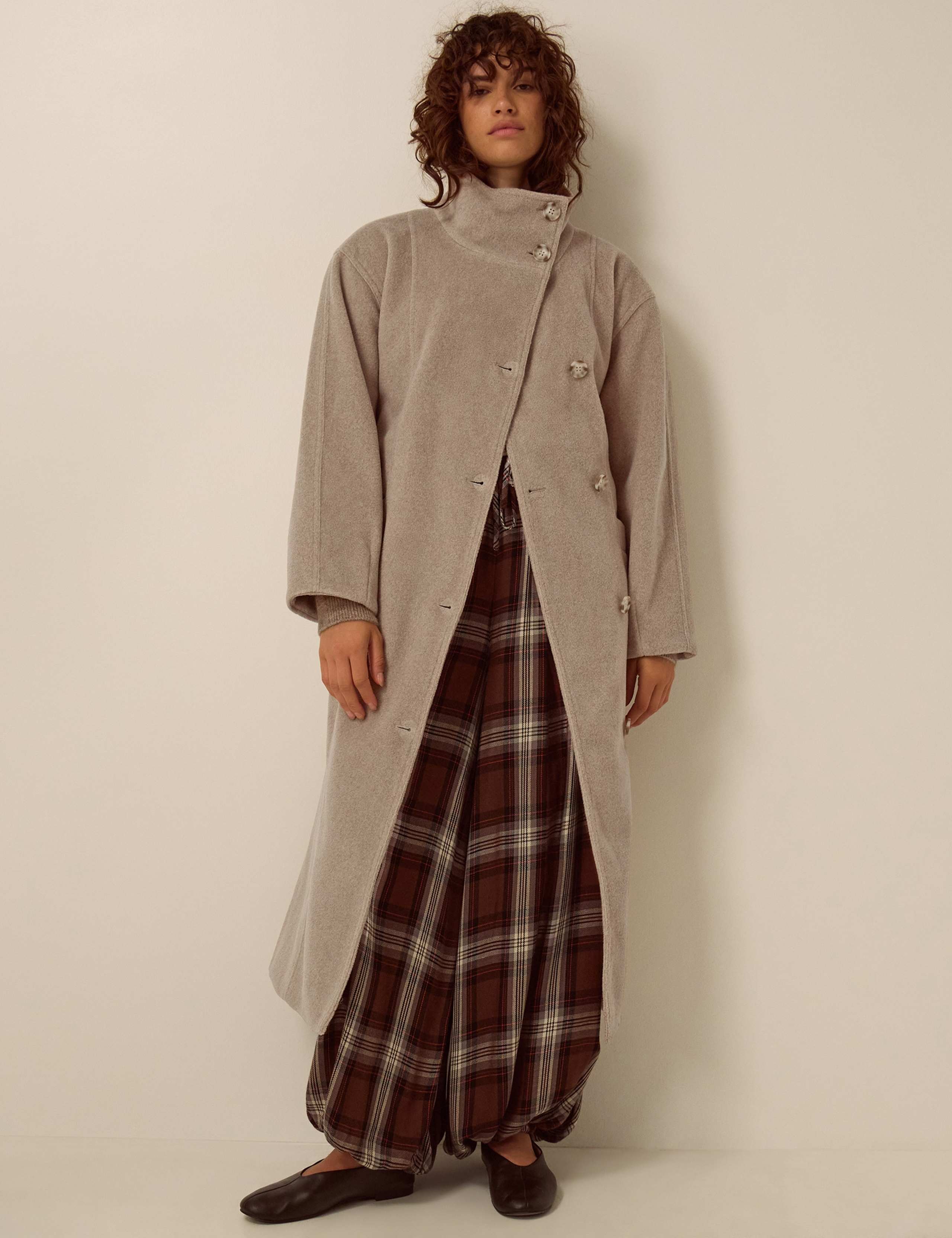 Belted Funnel Neck Coat 1 of 5