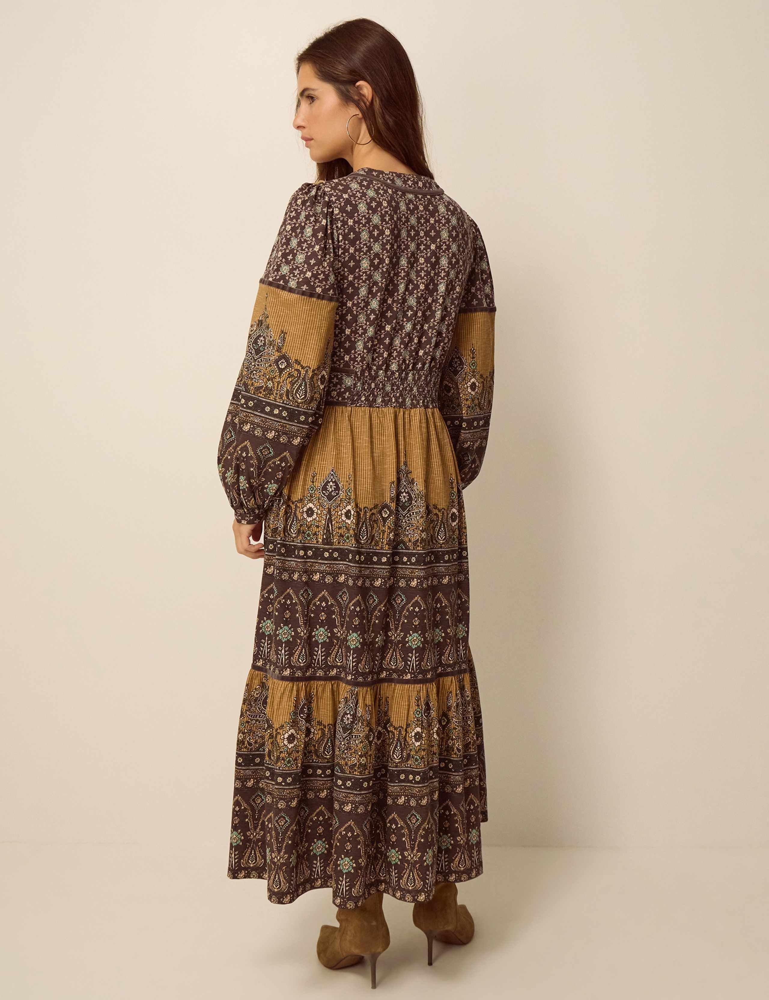 Printed Fit And Flare Cotton Midi Dress 2 of 5