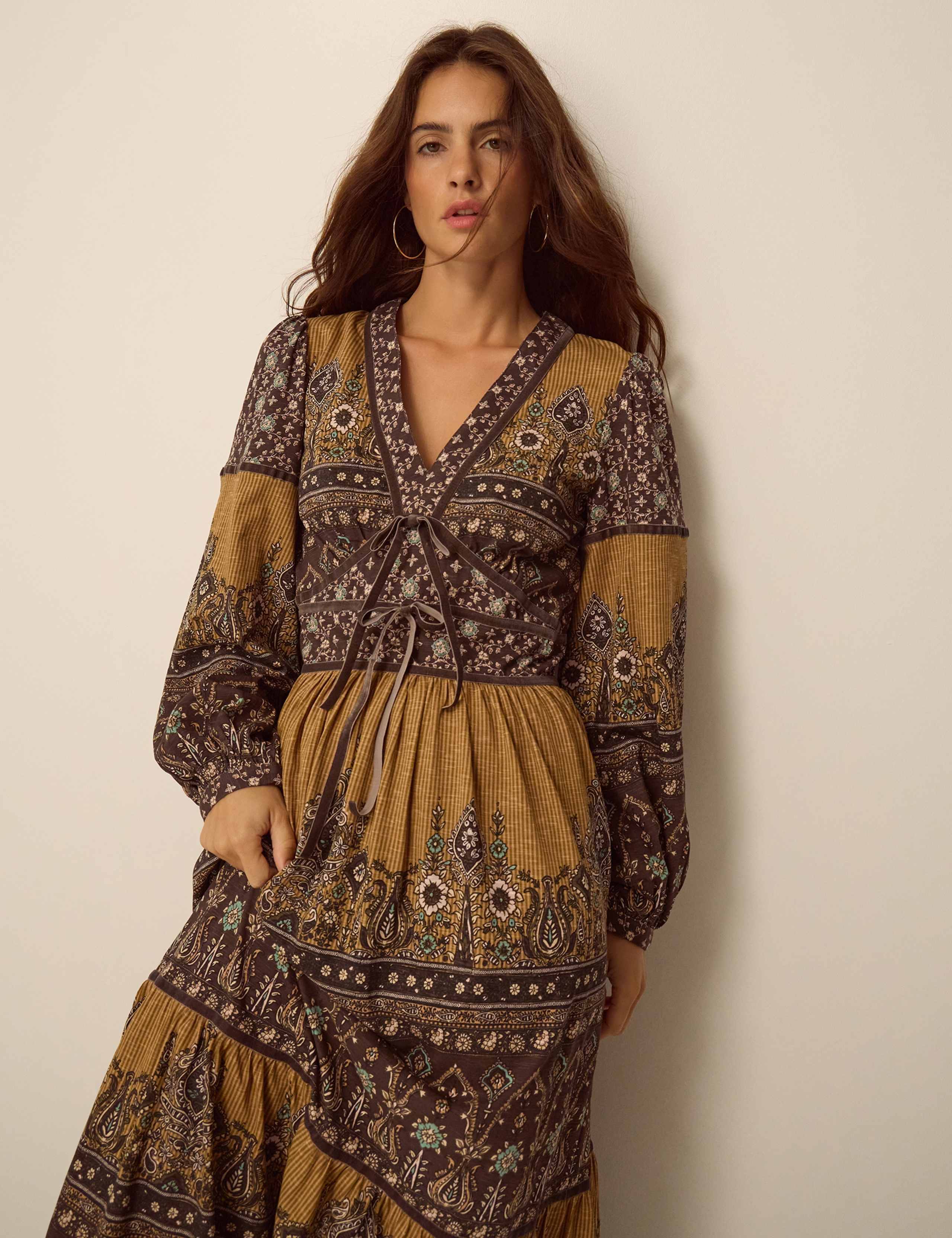 Printed Fit And Flare Cotton Midi Dress 3 of 5