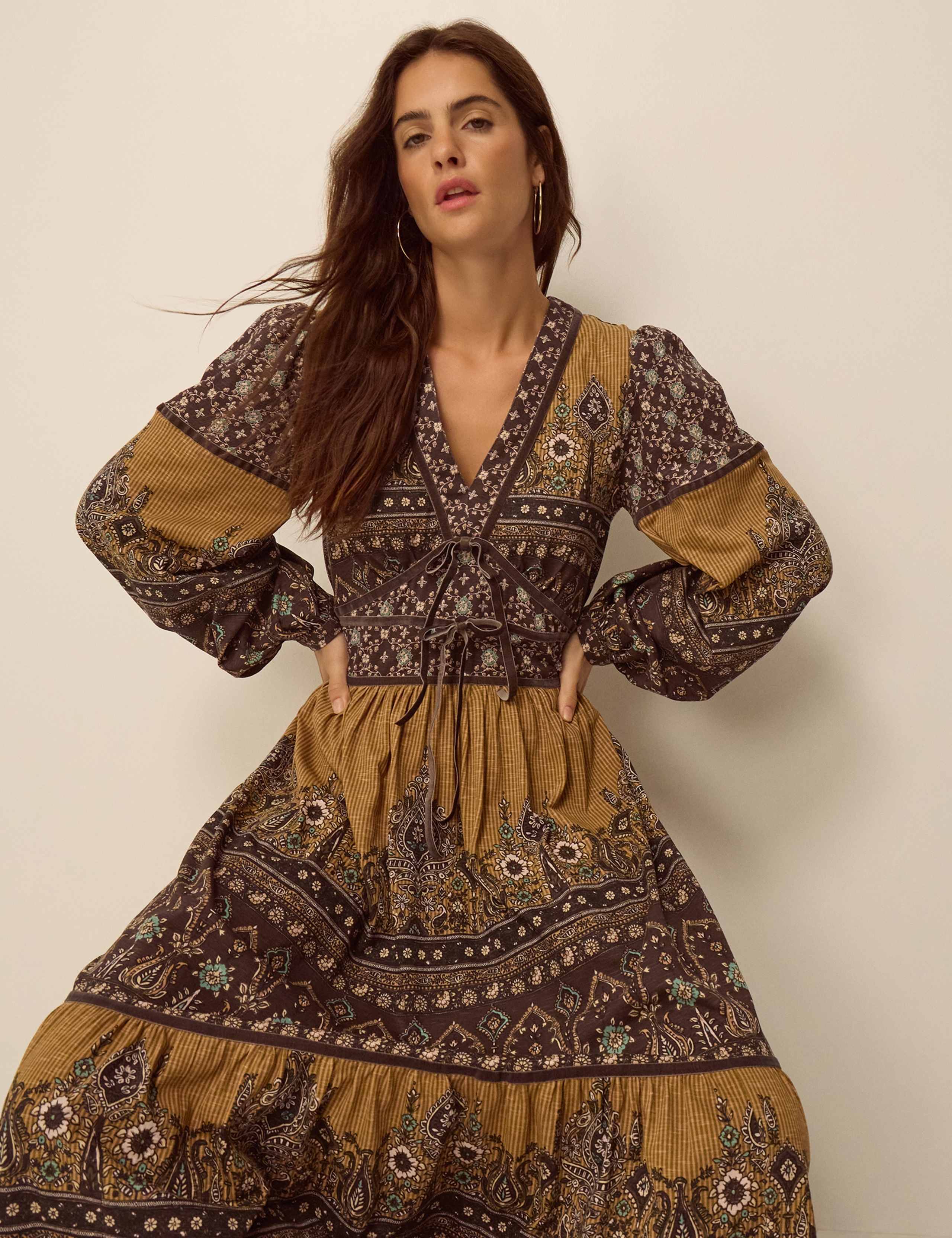 Printed Fit And Flare Cotton Midi Dress 4 of 5