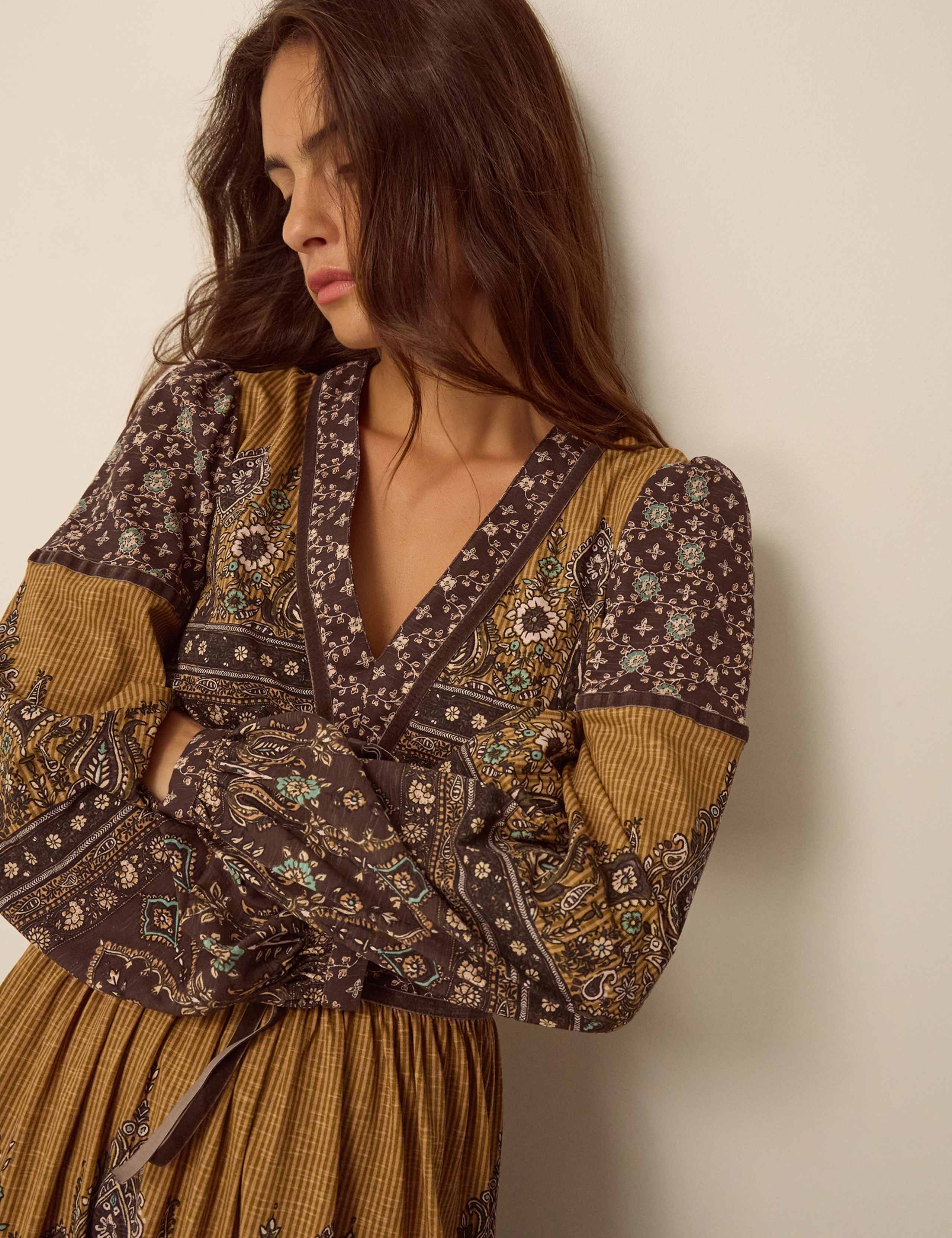 Printed Fit And Flare Cotton Midi Dress 5 of 5