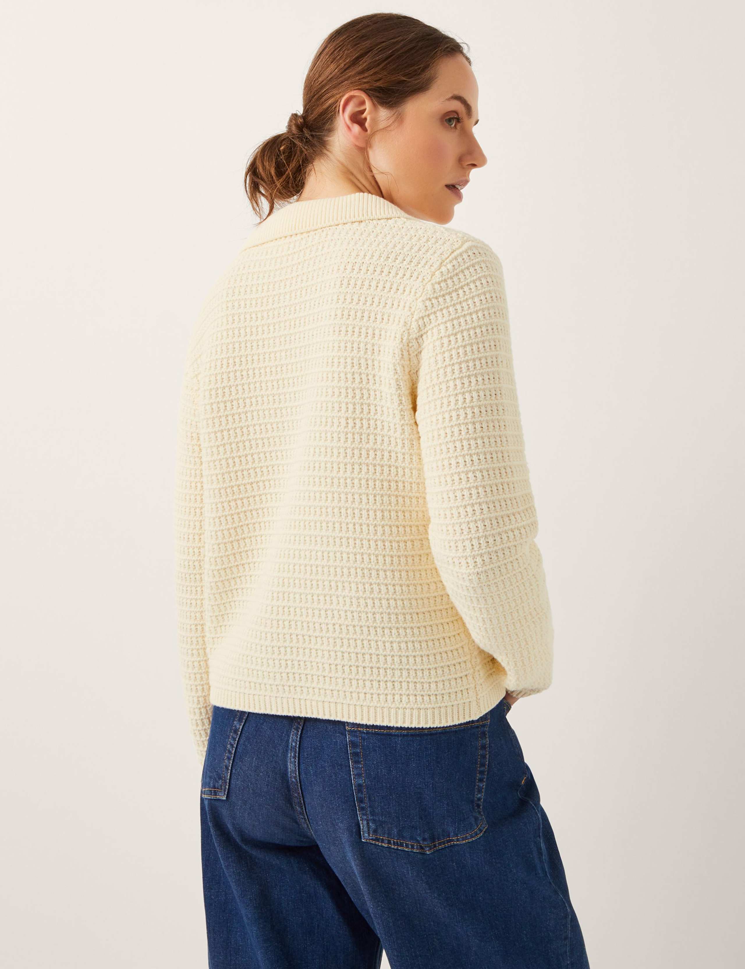 Cotton Rich Textured Collared Cardigan 4 of 5
