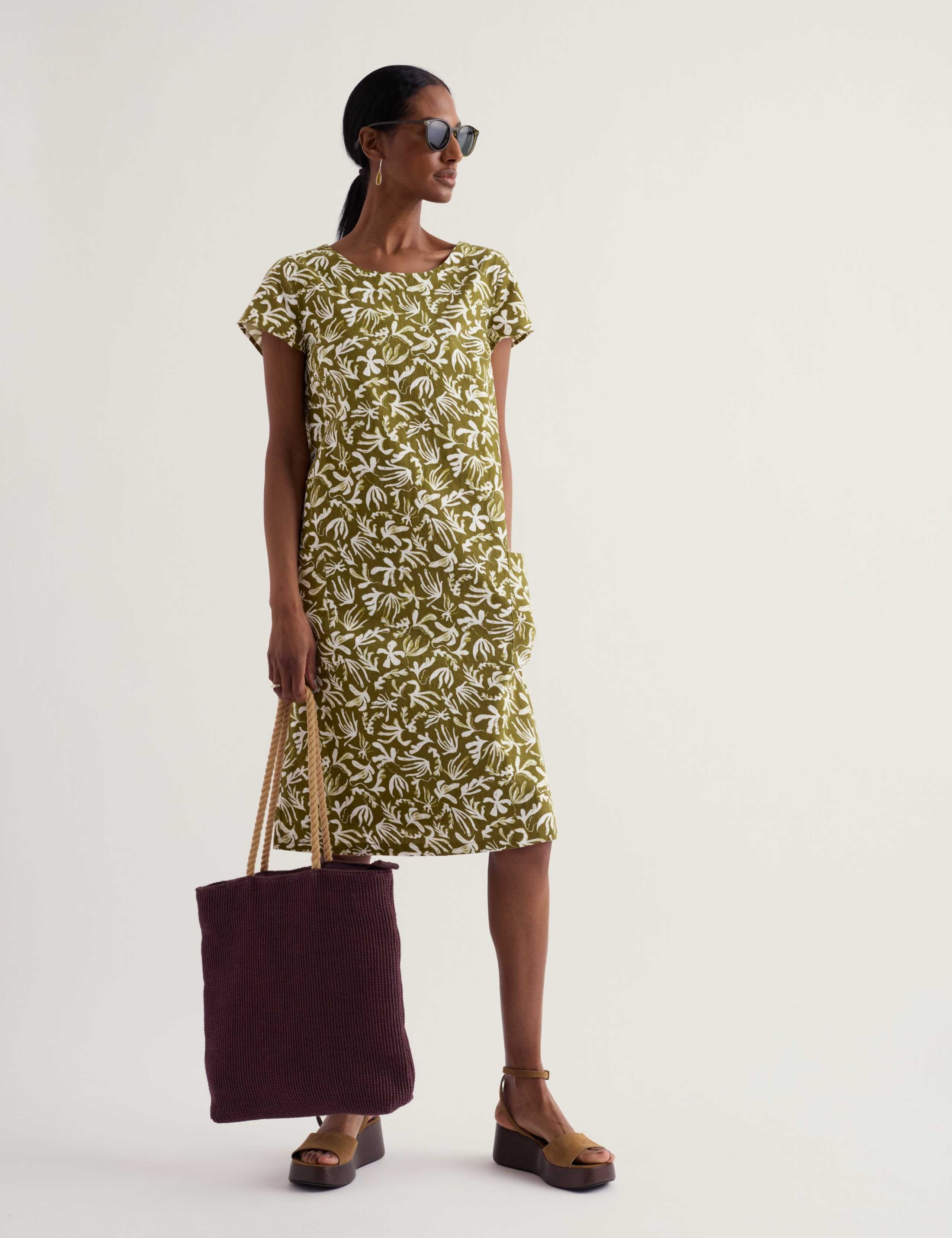 Pure Cotton Printed Scoop Neck Shift Dress 1 of 5