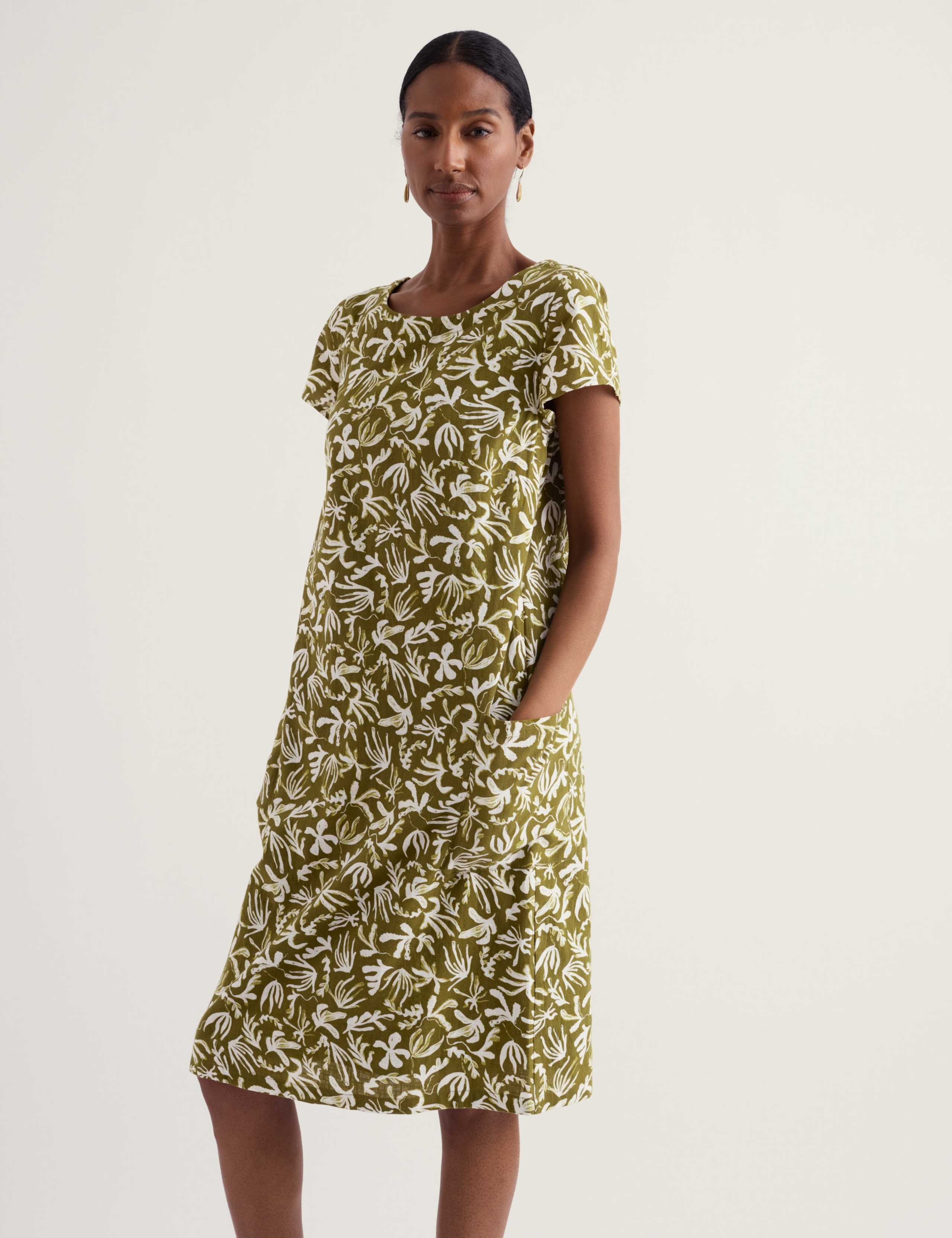 Pure Cotton Printed Scoop Neck Shift Dress 3 of 5