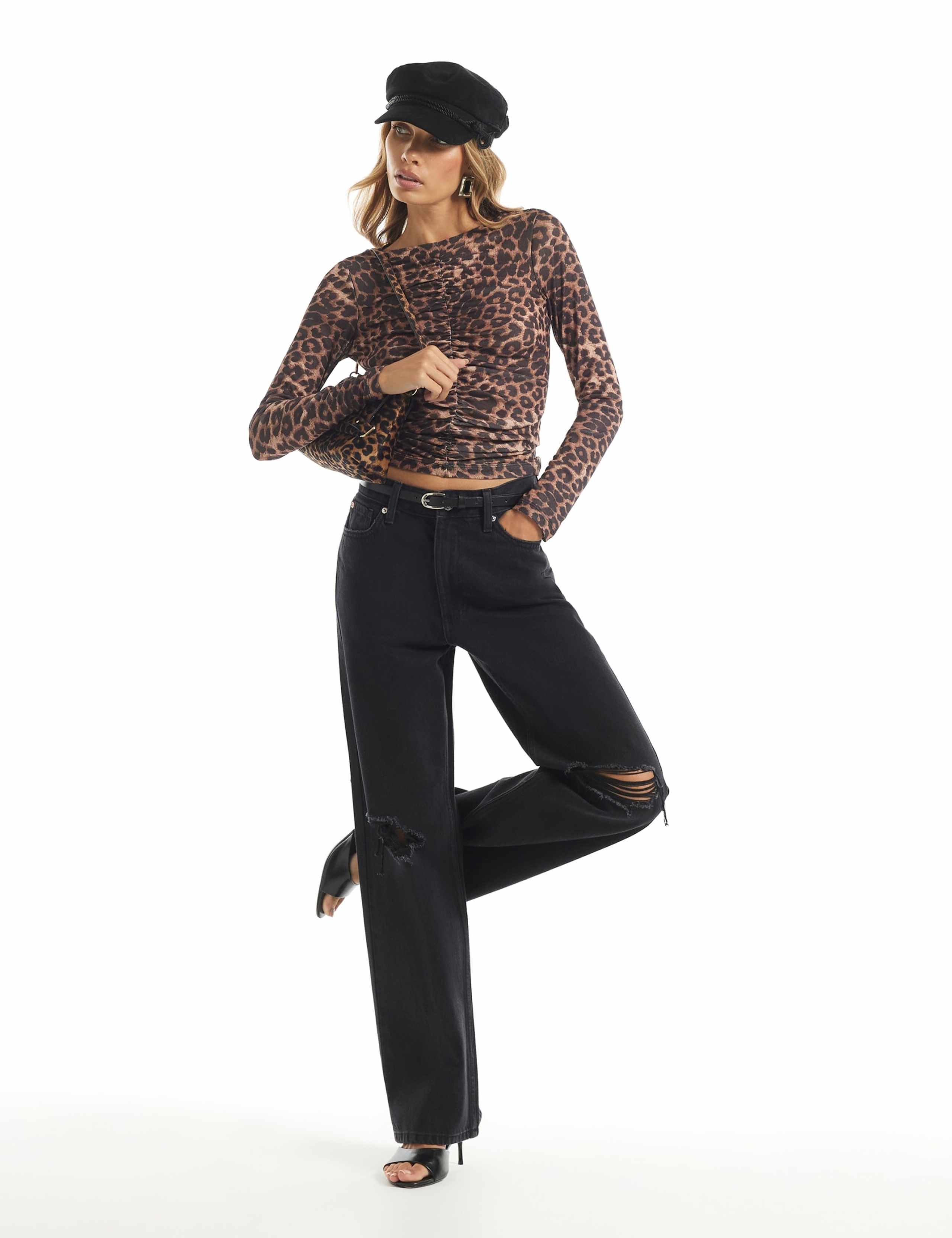 Leopard Print Ruched Front Top 2 of 4