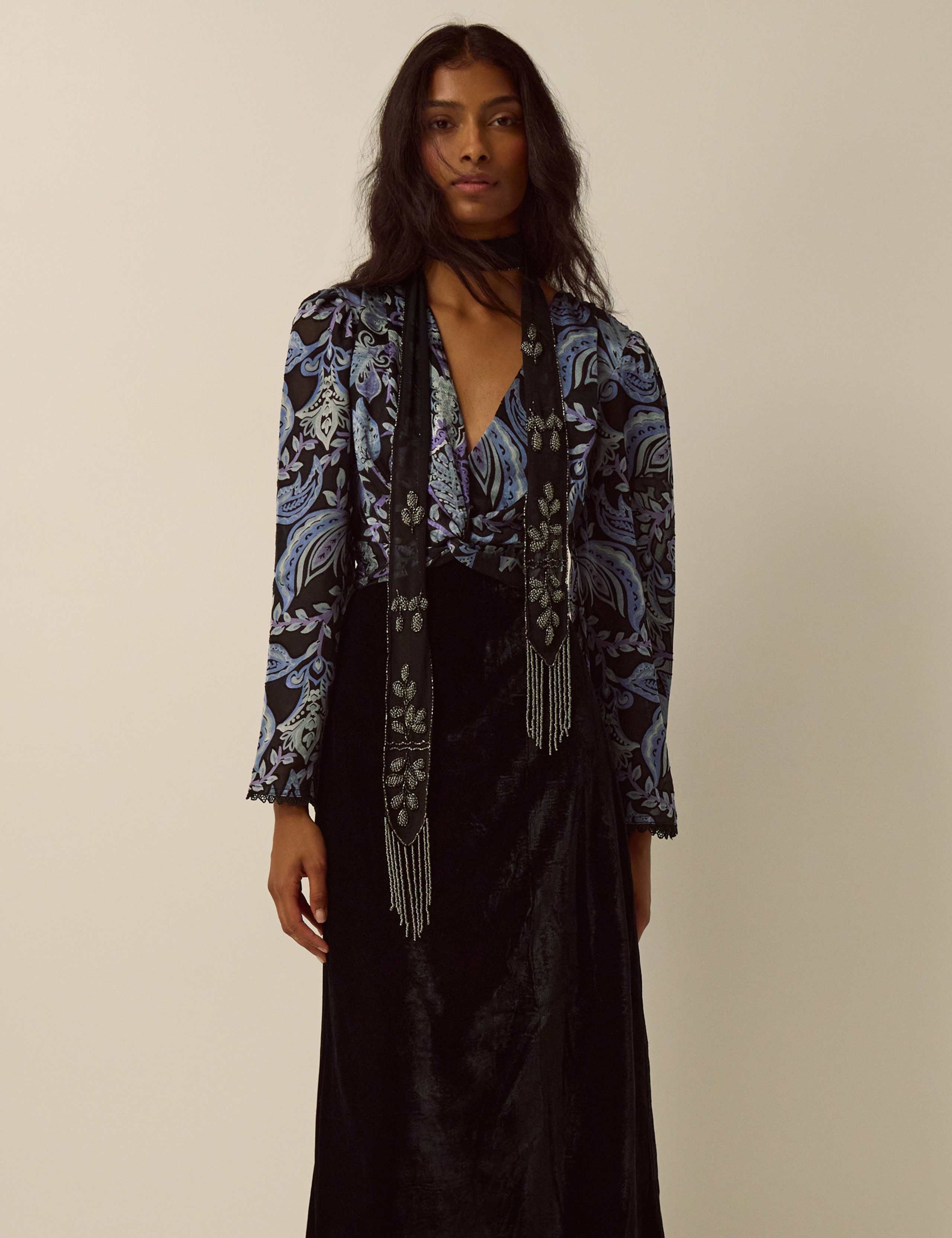 Printed Fit And Flare Midi Dress 1 of 5