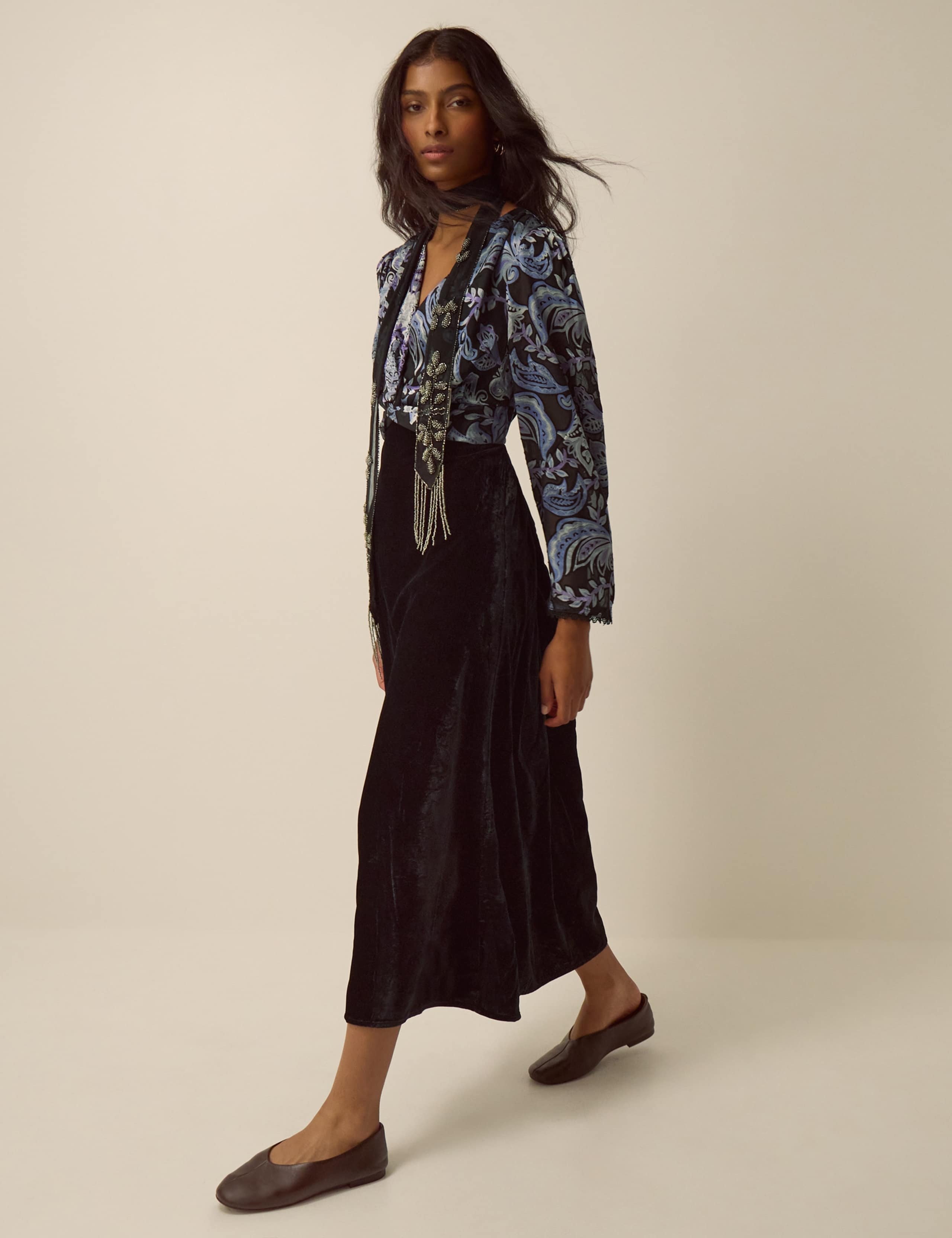 Printed Fit And Flare Midi Dress 2 of 5