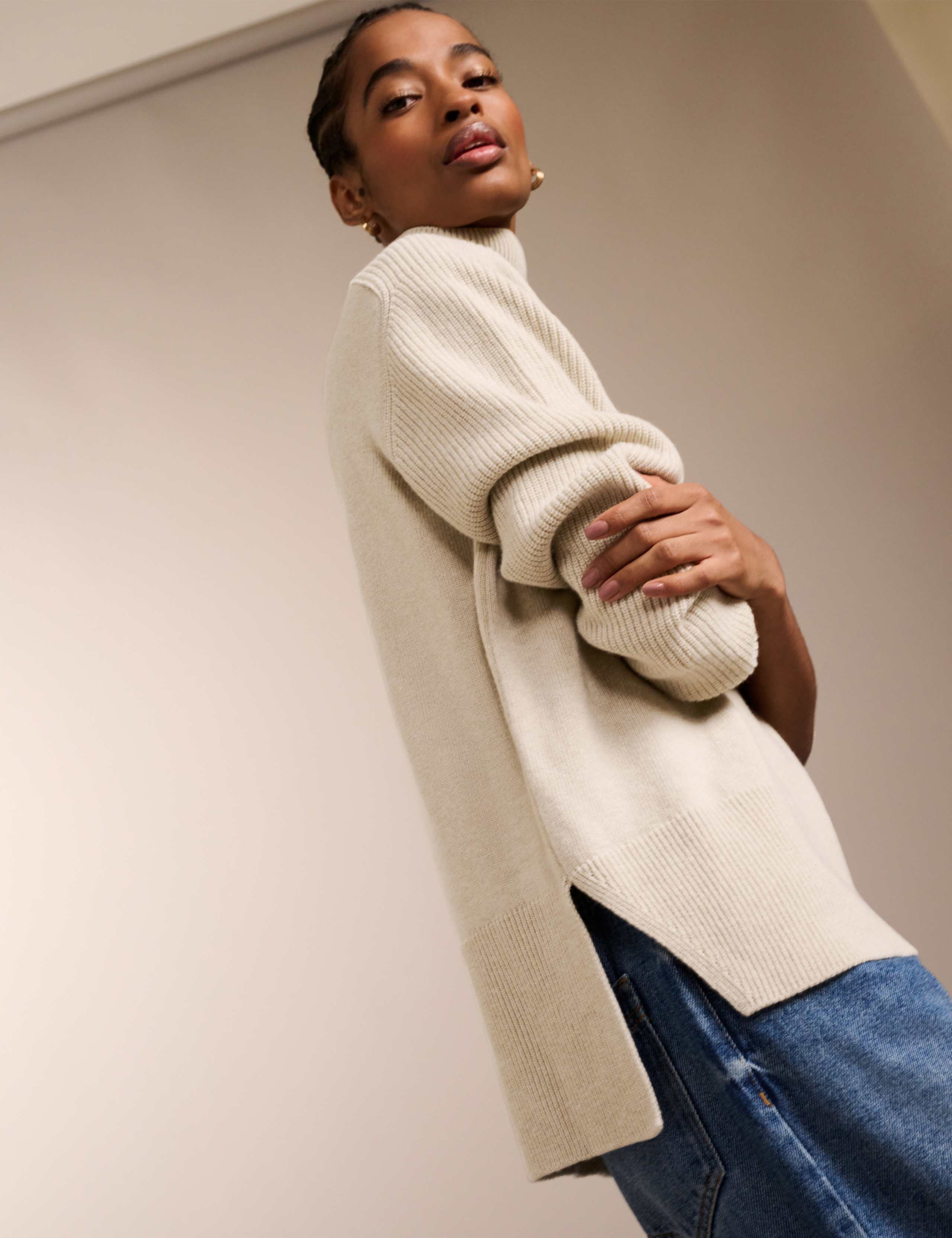 Pure Wool Funnel Neck Split Hem Jumper 2 of 7