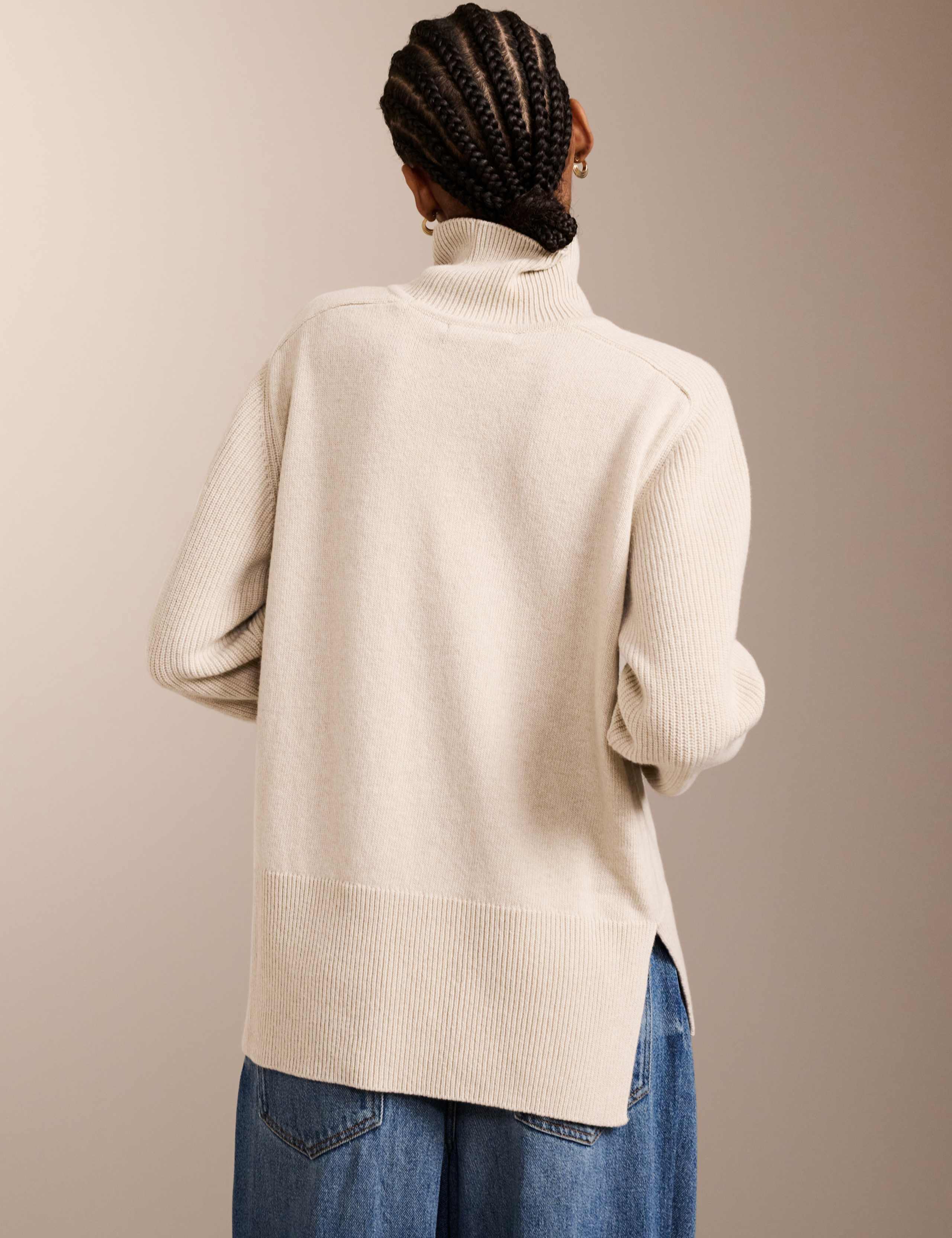 Pure Wool Funnel Neck Split Hem Jumper 4 of 7
