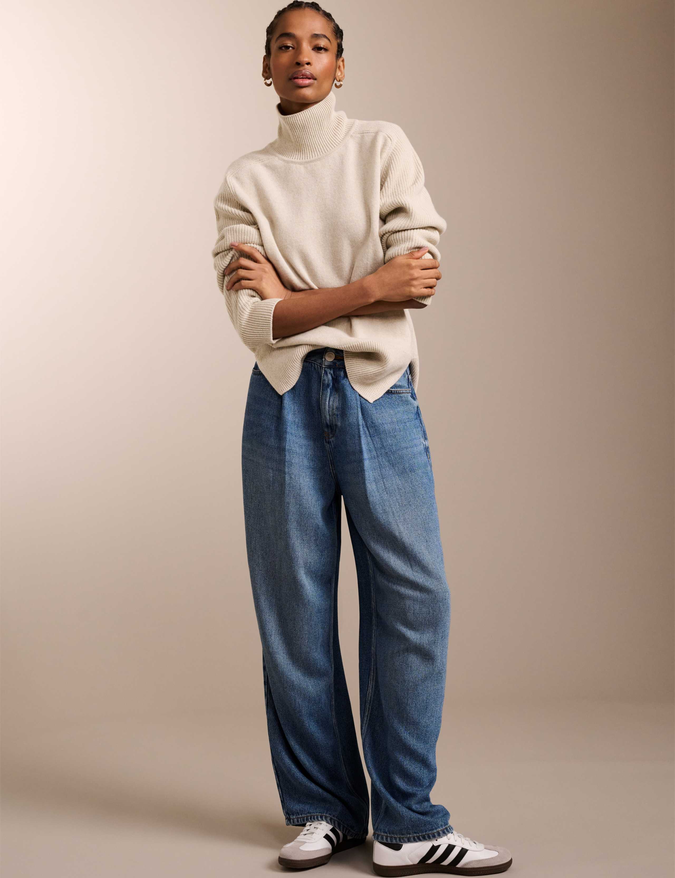 Pure Wool Funnel Neck Split Hem Jumper 5 of 7