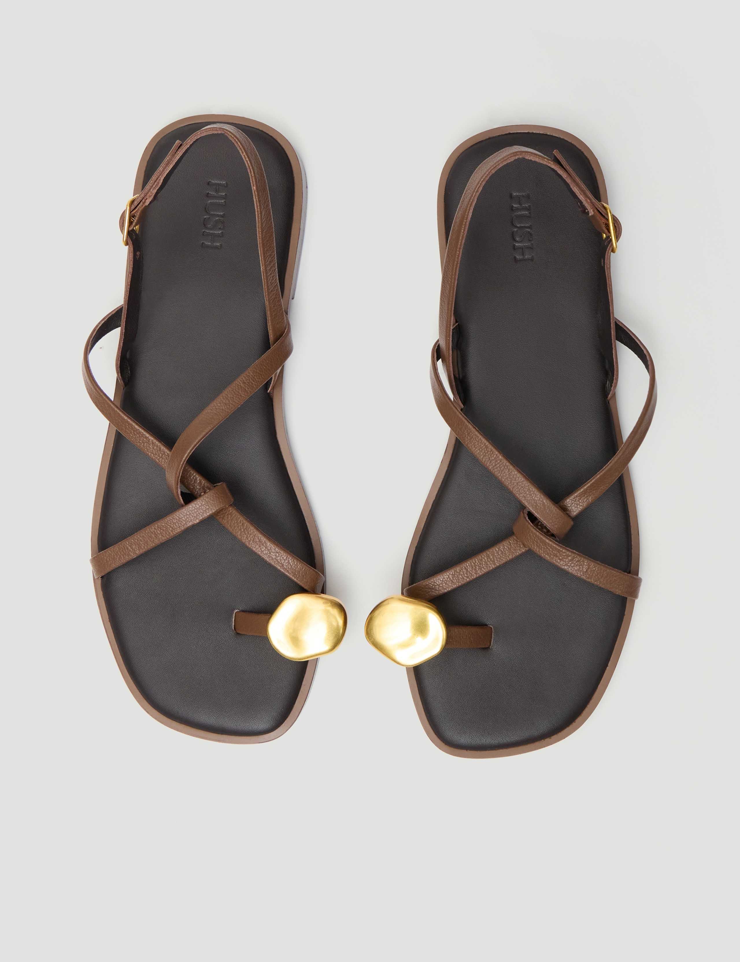 Leather Flat Toe Loop Sandals 2 of 7