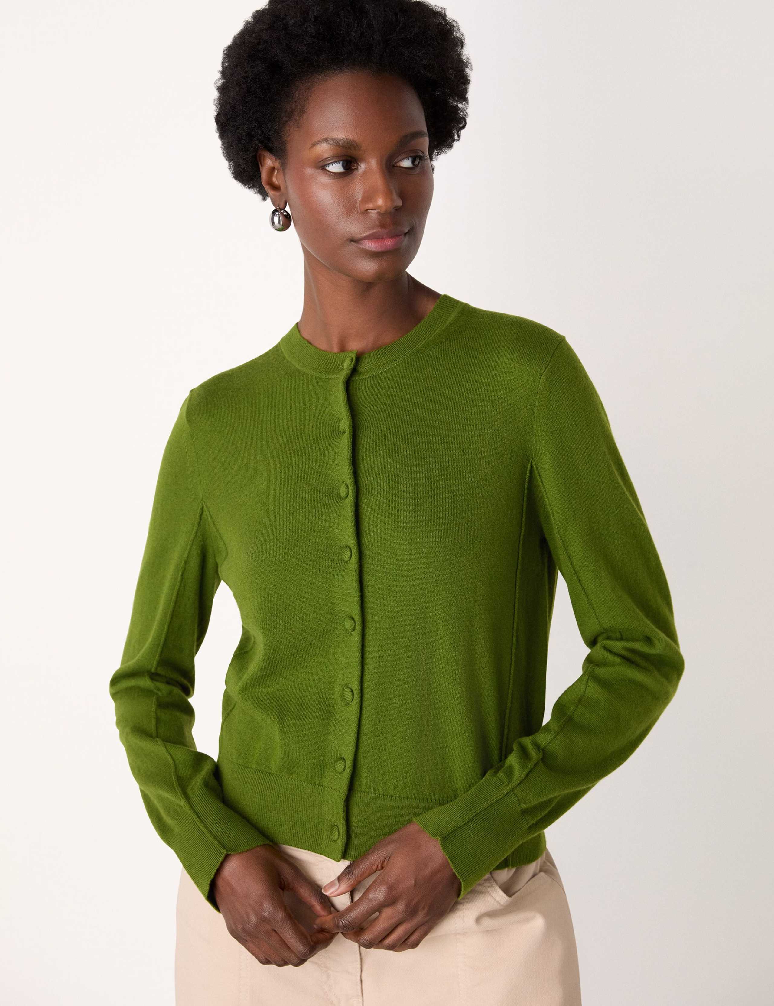 Cotton Rich Button Front Cardigan 1 of 4