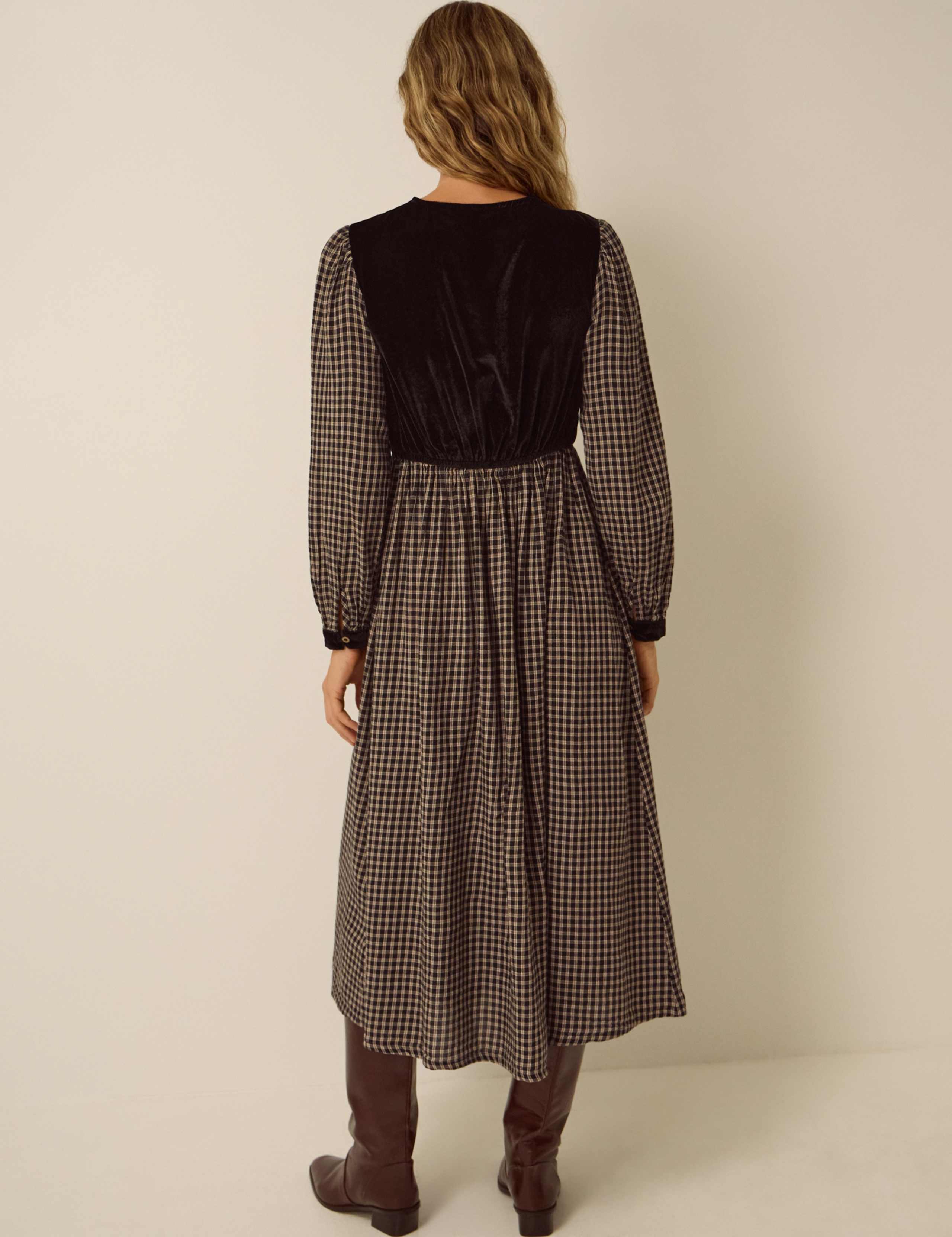 Embroidered V Neck Midi Dress 3 of 5