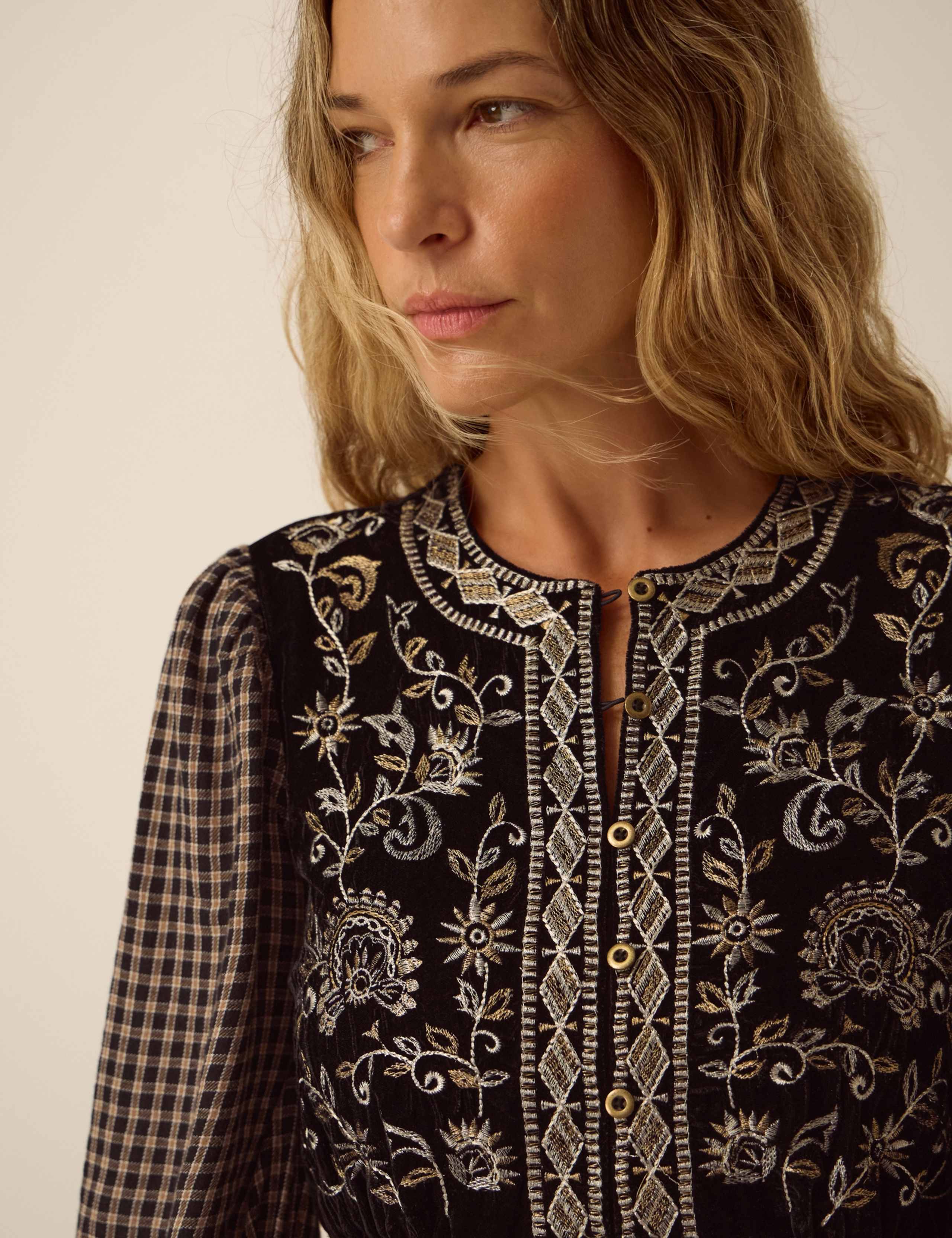 Embroidered V Neck Midi Dress 5 of 5